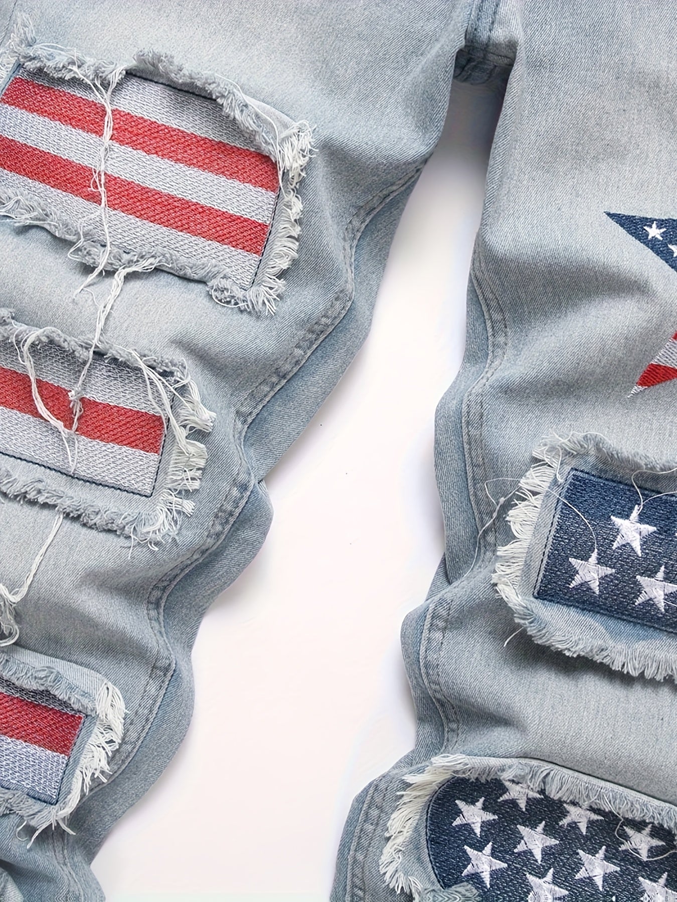 Men's Stretch Denim Jeans with Rips, Vintage Patches, And Casual Style, Suitable for All Seasons And Versatile for Outings And Fashion.