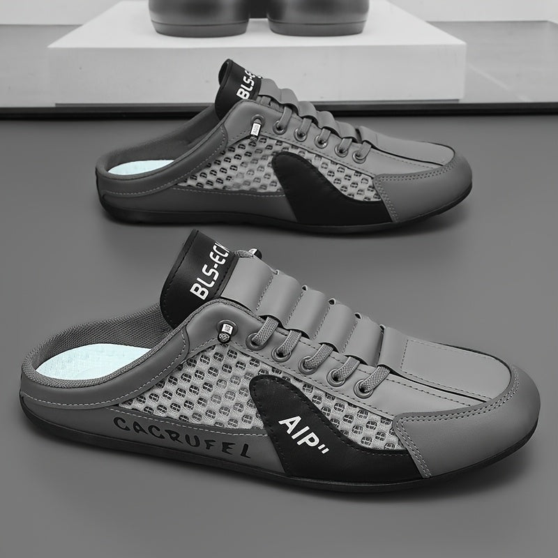 Men'S Slip on Breathable Non Slip Casual Shoes, Summer Trendy Color Block Round Toe Slippers for Outdoor Beach Walking Camping Casual Activities