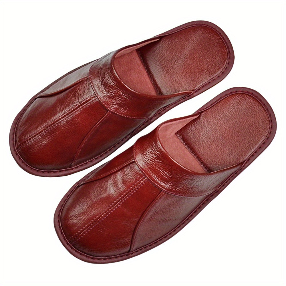 Genuine Leather Slippers Non-slip Genuine Leather Slippers Winter Spring Autumn Summer Indoor Slipper for Men Women Elderly | Casual Single Slides Shoes