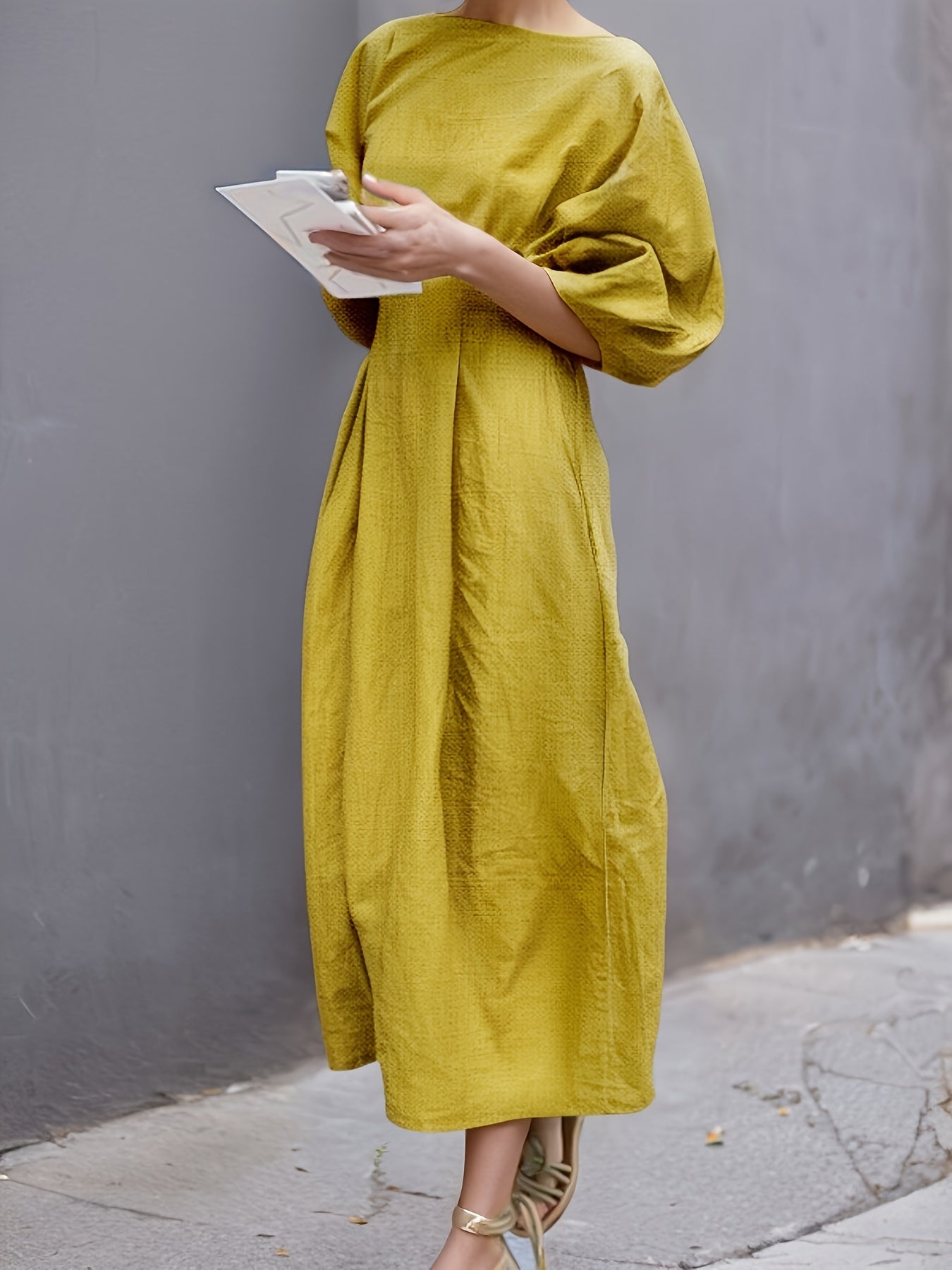 Red Linen High-Waist Dress - product view 11