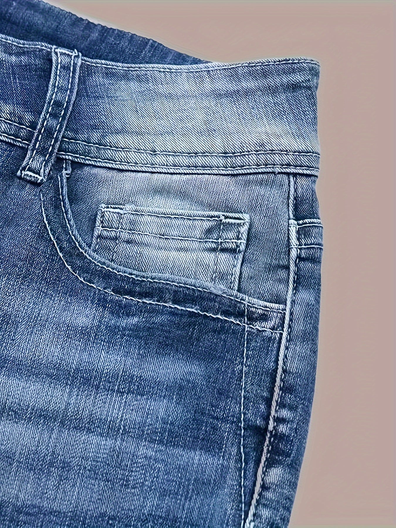 New High-Waisted Fashionable And Versatile Stretch Jeans for Fall 2024, Comfortable And Slim Embroidered Bootcut Jeans in Blue