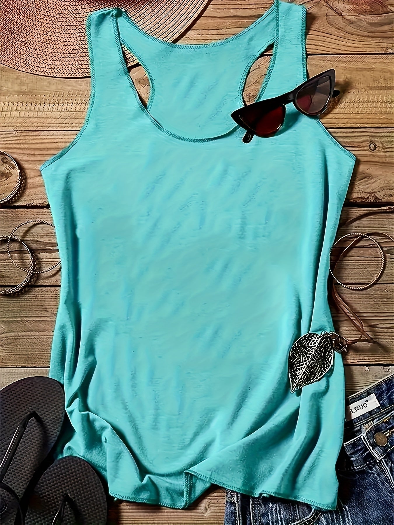 Sinhoon 5pcs Stretchy Fabric Sleeveless Tank Tops - Comfortable Round Neck Casual Tops for Spring & Summer - Versatile Clothing