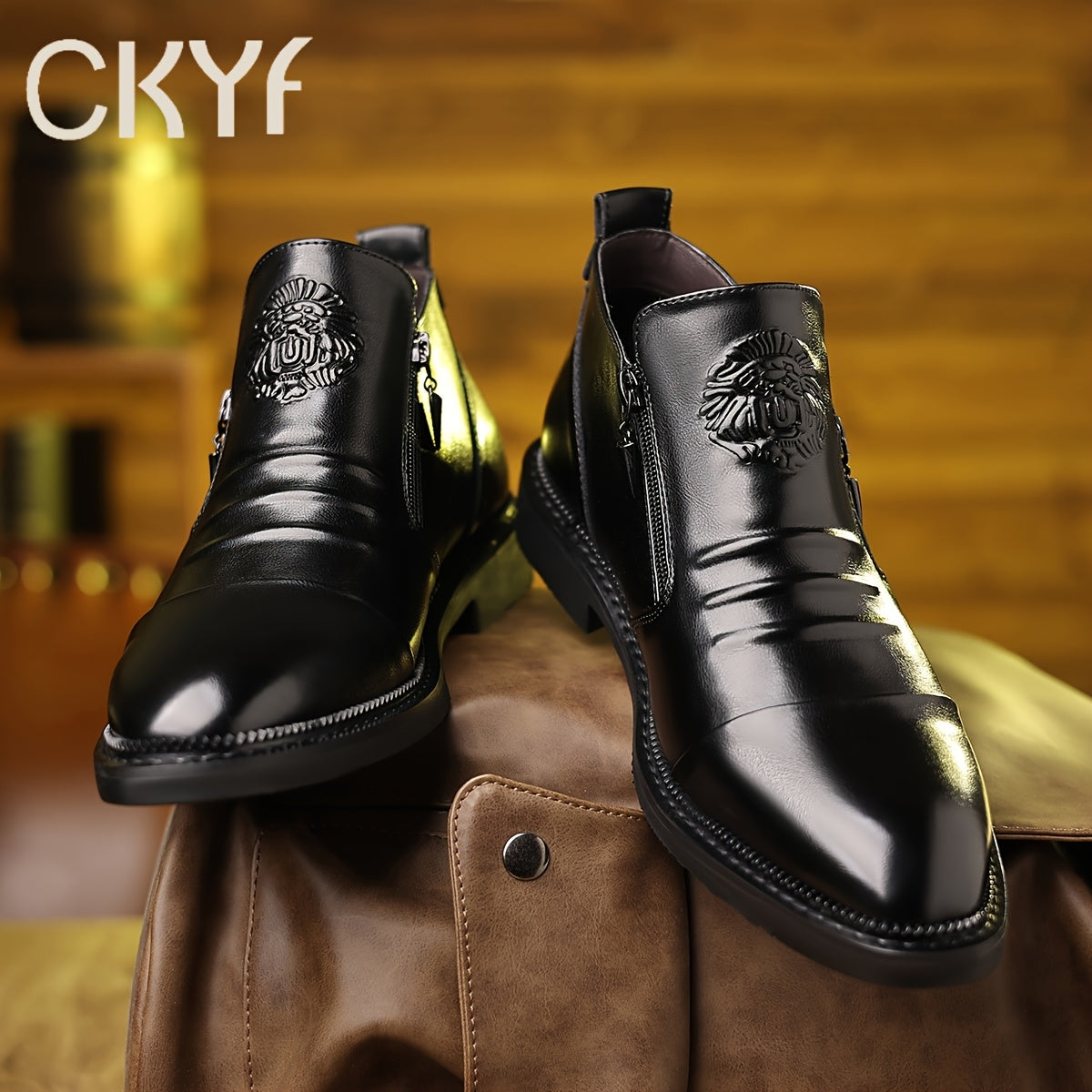 CKYF89618 Embossed Casual Men's Ankle Boot