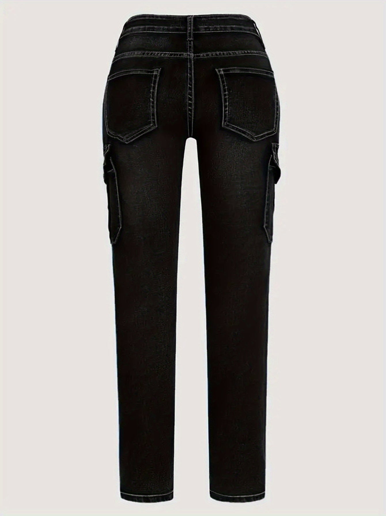 Plus Size Women'S Fashion Skinny Jeans -Comfortable Cargo Denim Pants with Side Pockets