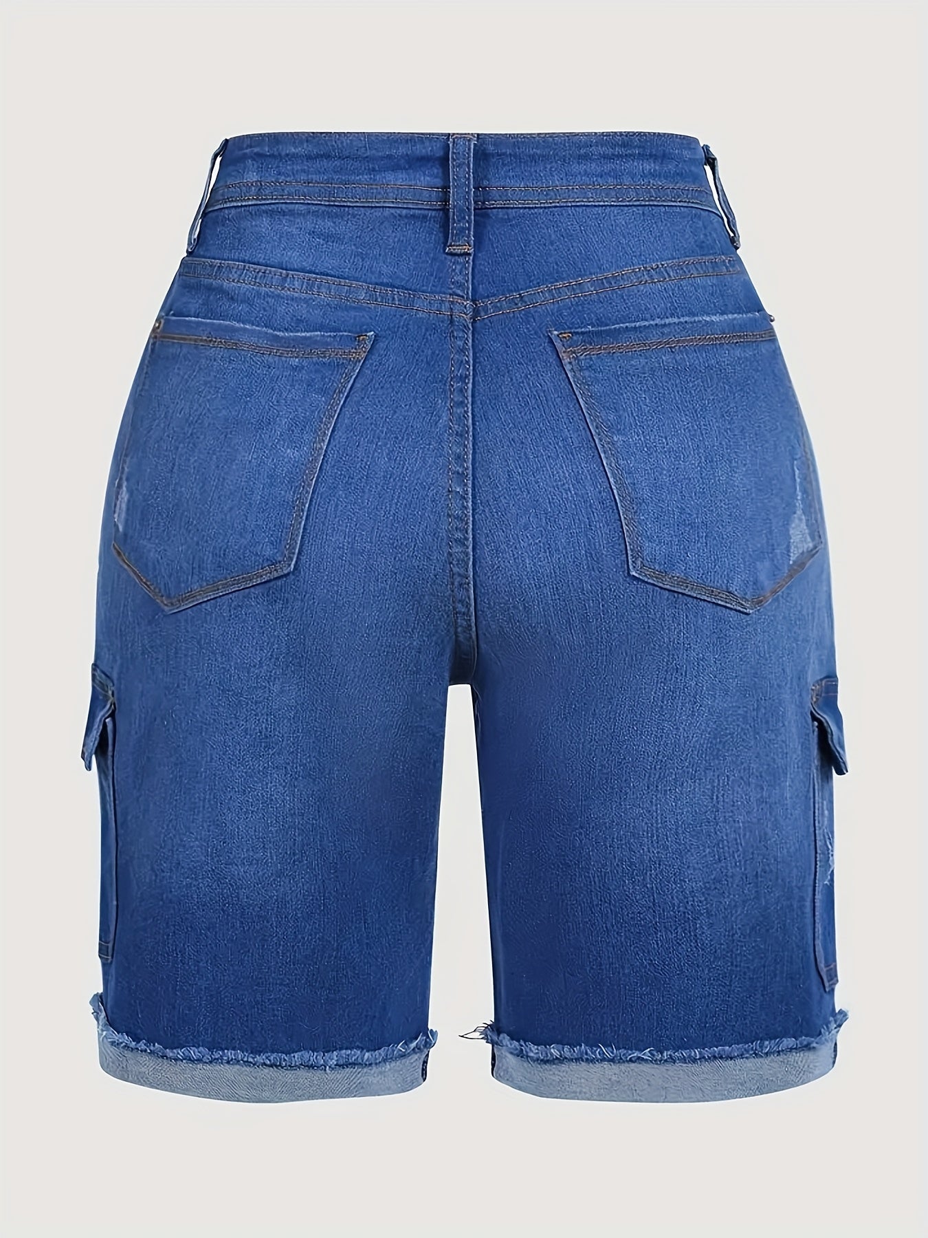 Women'S Work Shorts New Spring And Summer Loose Straight-leg Casual Pants With Elastic Fashion Frayed Personality Retro Versatile Hot Pants