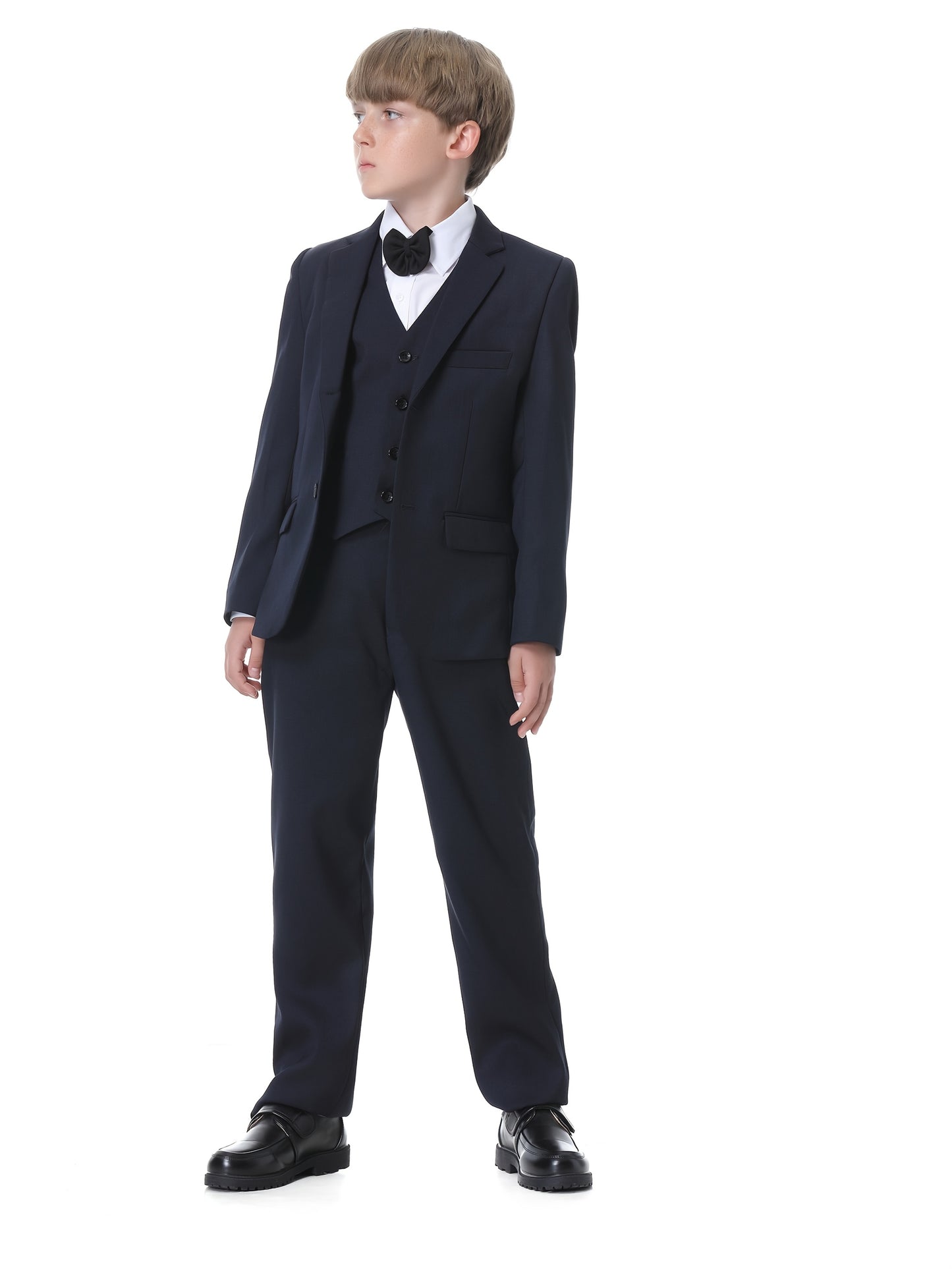 NIMBLE Boys Formal Suit Set Jacket Vest Trousers 3pcs 3-13Y Children Party Clothes Host Wedding Available In Four Colors Blue Black Khaki Navy Blue