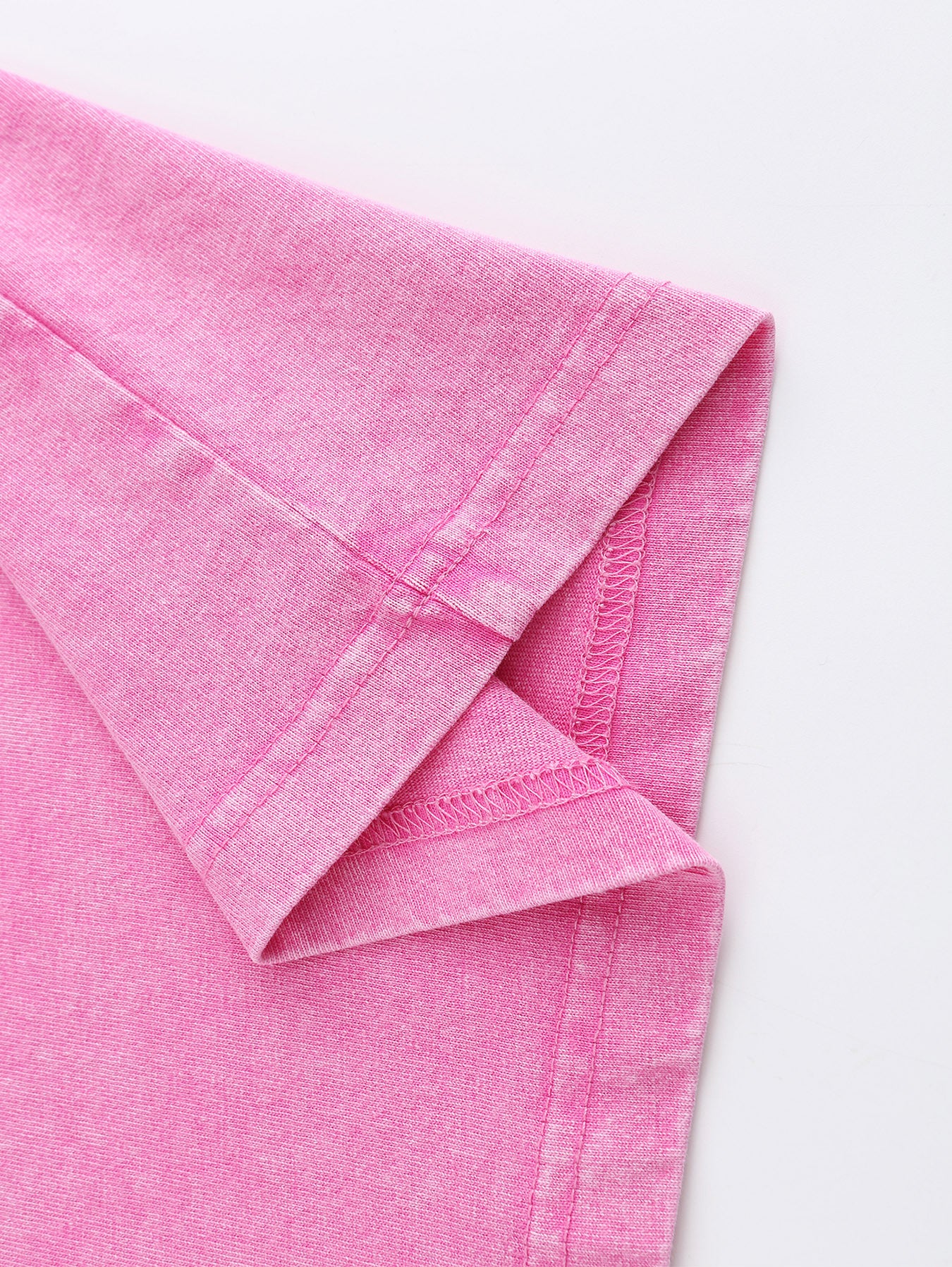 Ladies' American Retro Pink T-shirt 230G Fabric Overstimulated Letter Print Large Casual Washed Short Sleeved Shirt