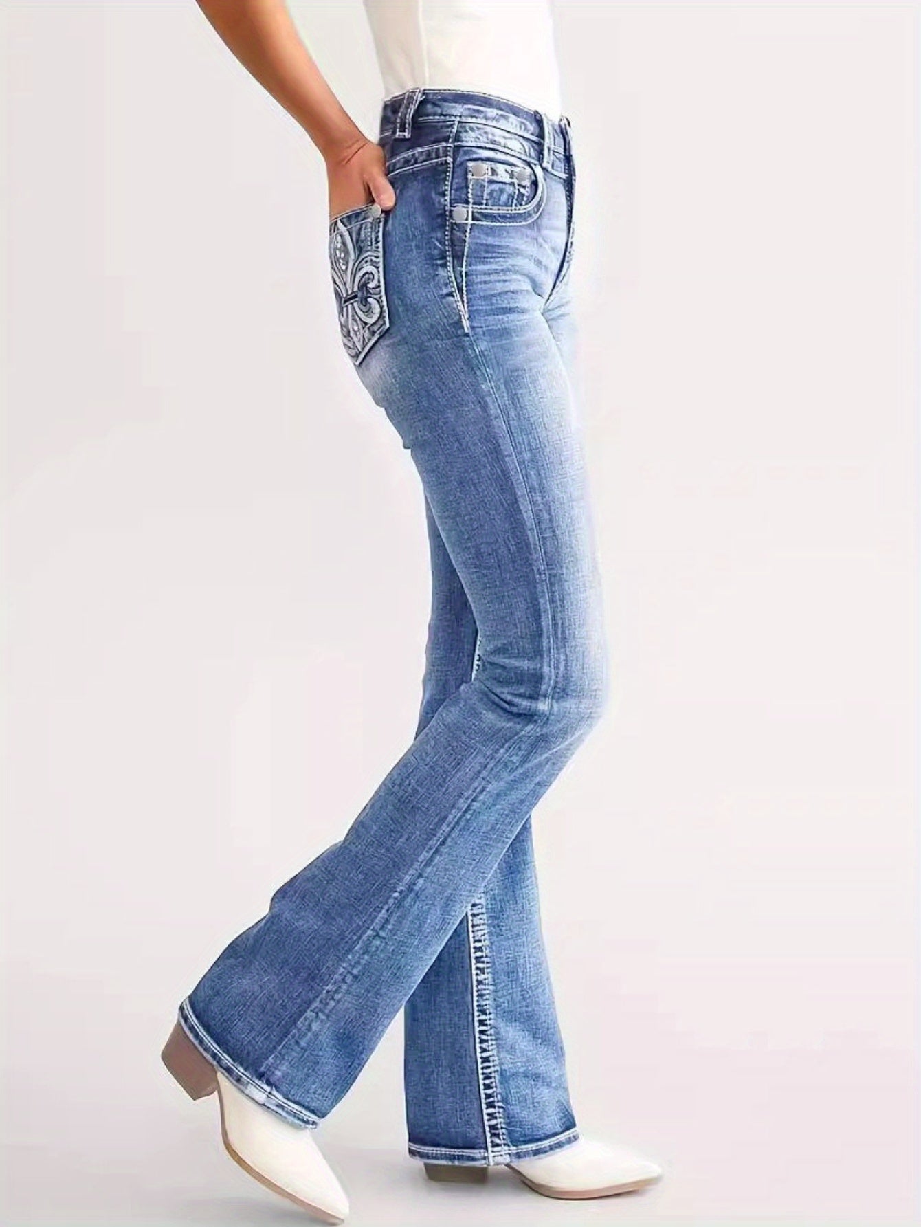 Women'S Embroidered Slim Fit Versatile Casual Denim Pants for Autumn/ Winter 2025 New Collection