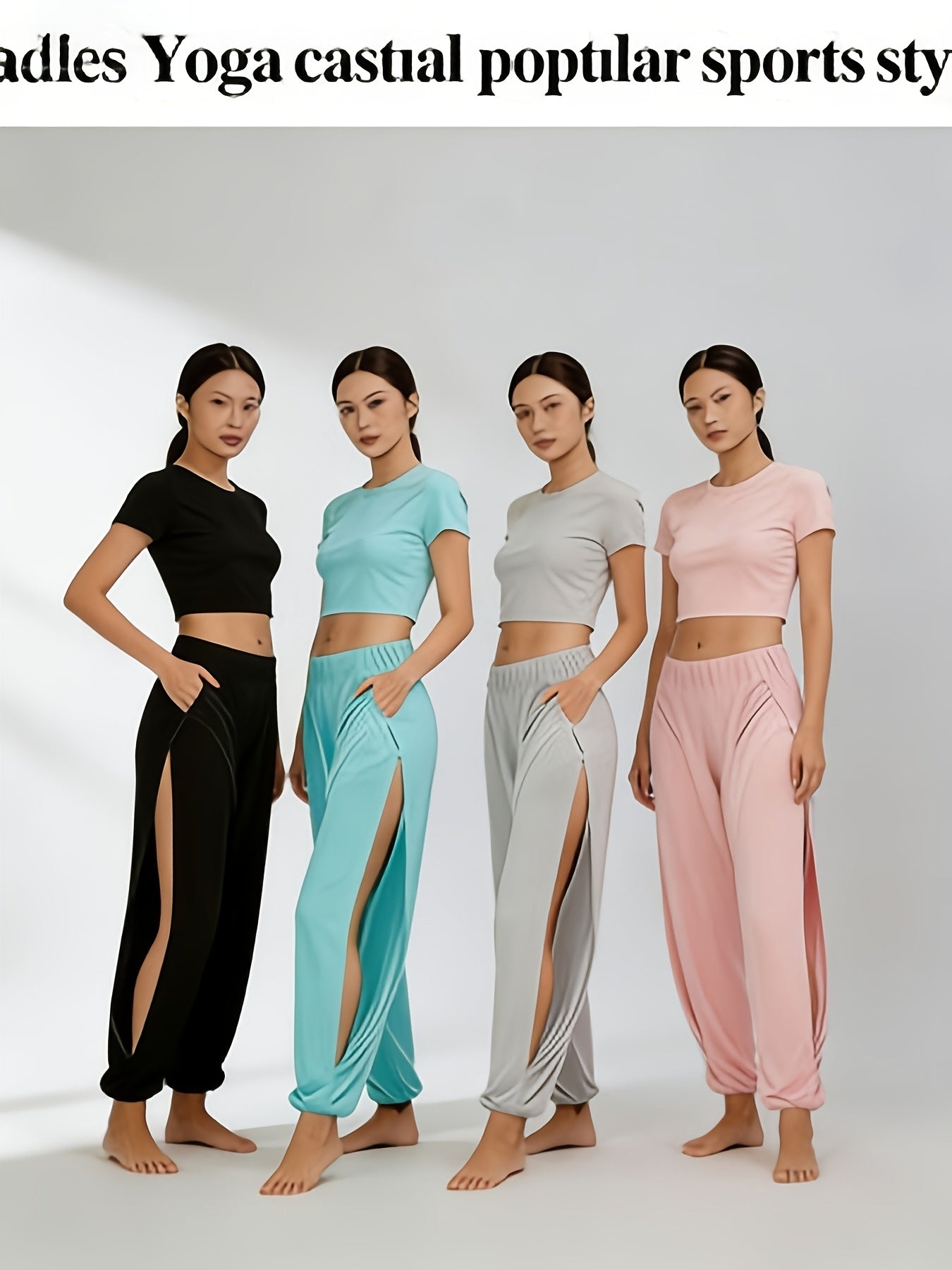 4pcs Women'S Autumn Clothing, Women'S Halloween Costumes, High-Waisted Harem Pants with Thigh Slits - Black Loose Casual Lantern Pants, Breathable, Suitable for Spring/Summer/Autumn, Casual Pants
