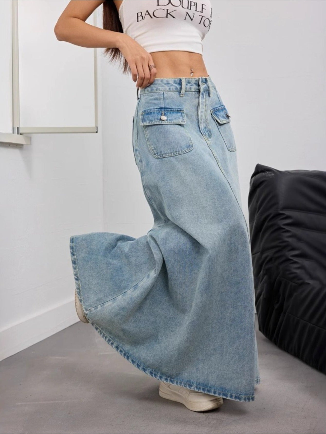 Women's Light Blue Denim Skirt - product view 6
