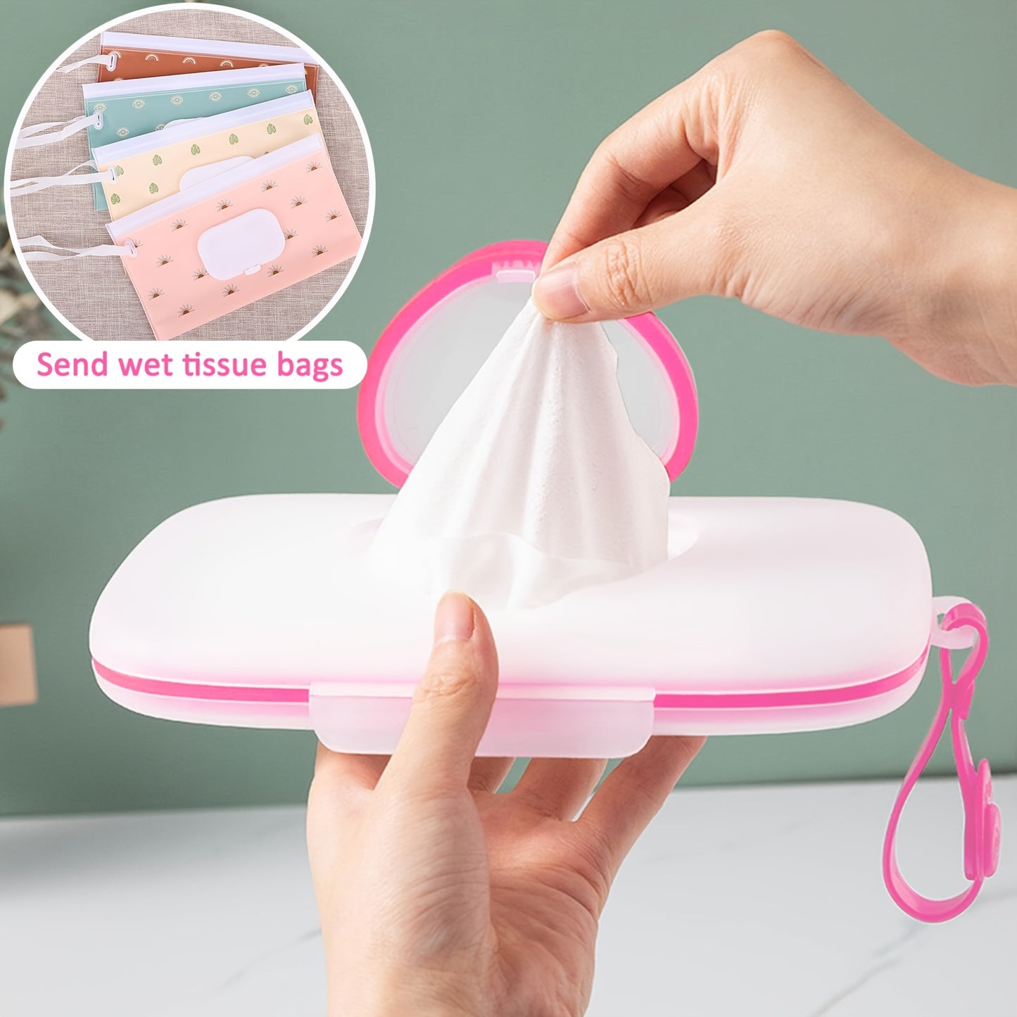 Compact Dispenser for Wet Wipes Featuring a Heart Shaped Transparent Lid And an - product view 5