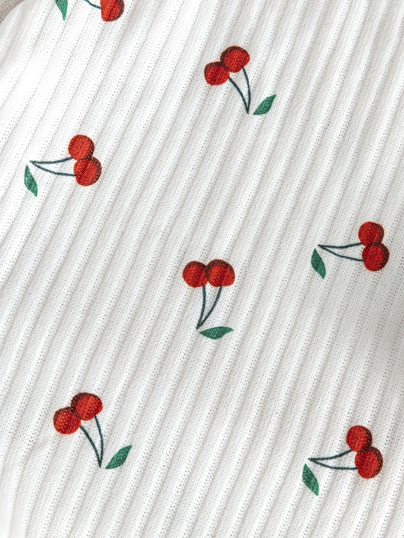 6pcs Set Of Girls' Summer New Cherry Fruit Pattern Short-sleeve And Shorts Comfortable Outfit, Perfect for Outdoor