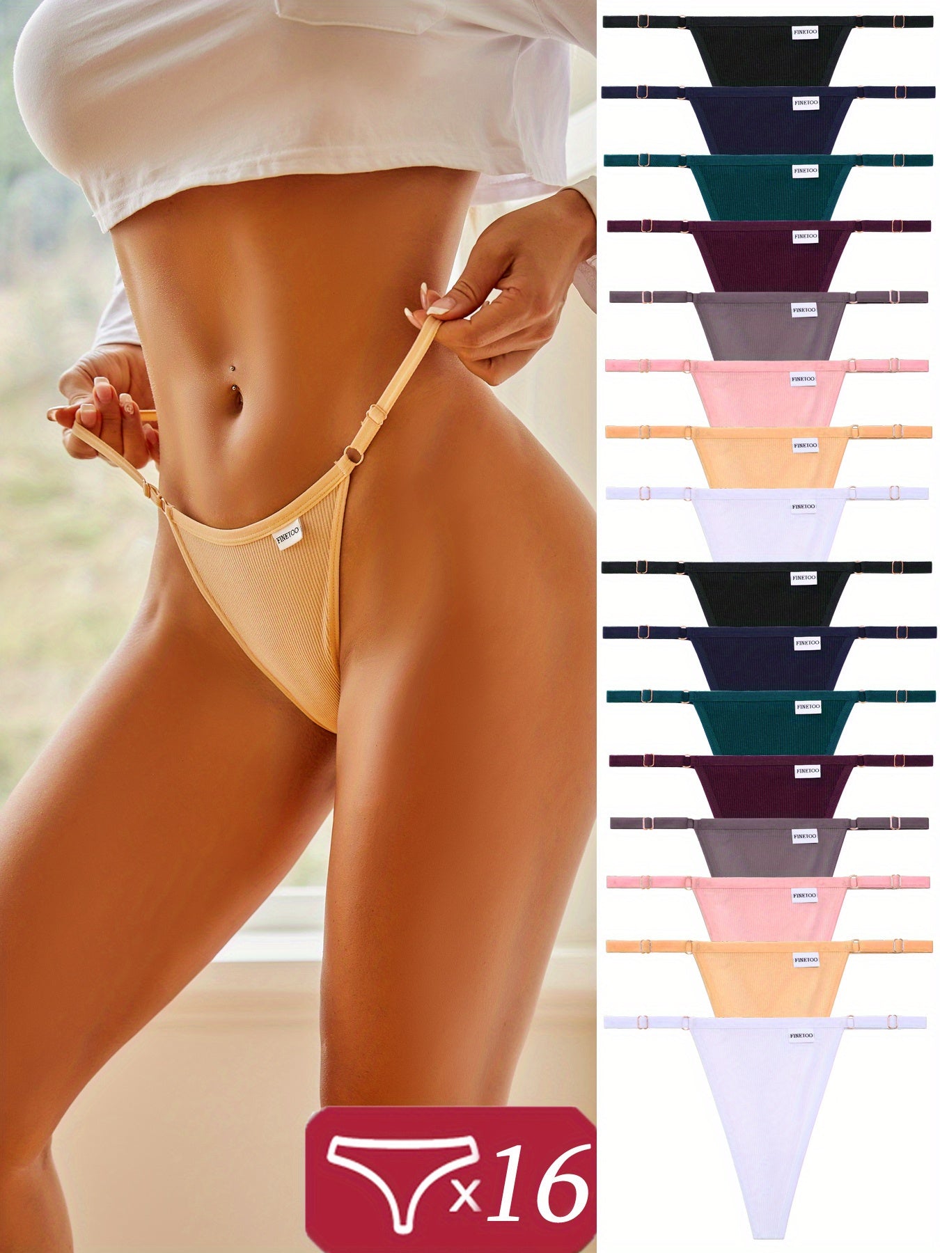 16pcs Adjustable Panties Women T-Back Sexy Underpants Comfortable G-string Underwear Intimates Female Bikini
