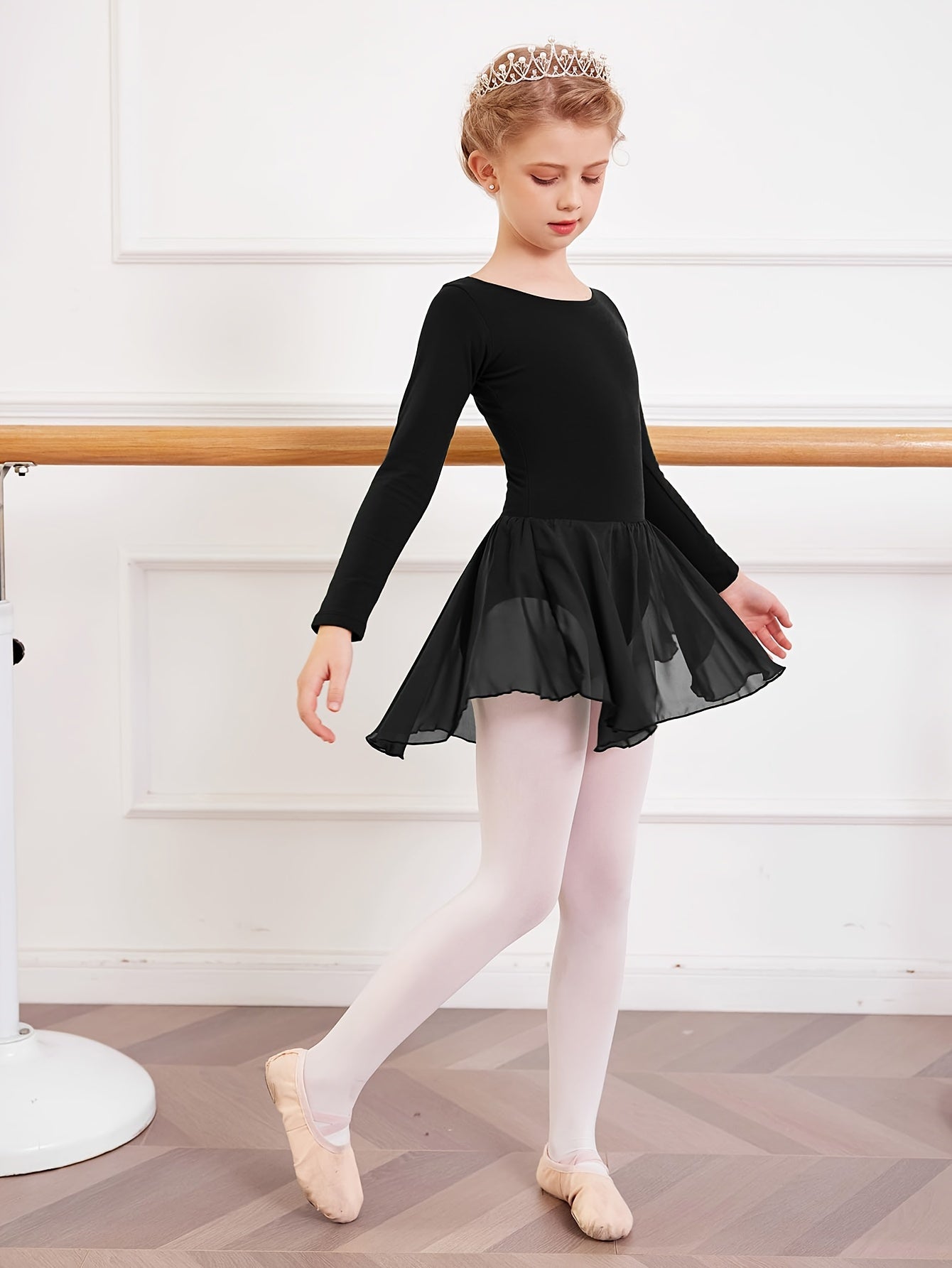 Girls' Classic Long Sleeve Ballet Leotard with Crisscross Back Detail - Stretchy Polyester Dance Dress for Parties, Birthdays & Sports Events, Perfect for Outdoor, All Seasons, Gift for Back-To-School Season, Beach Essentials