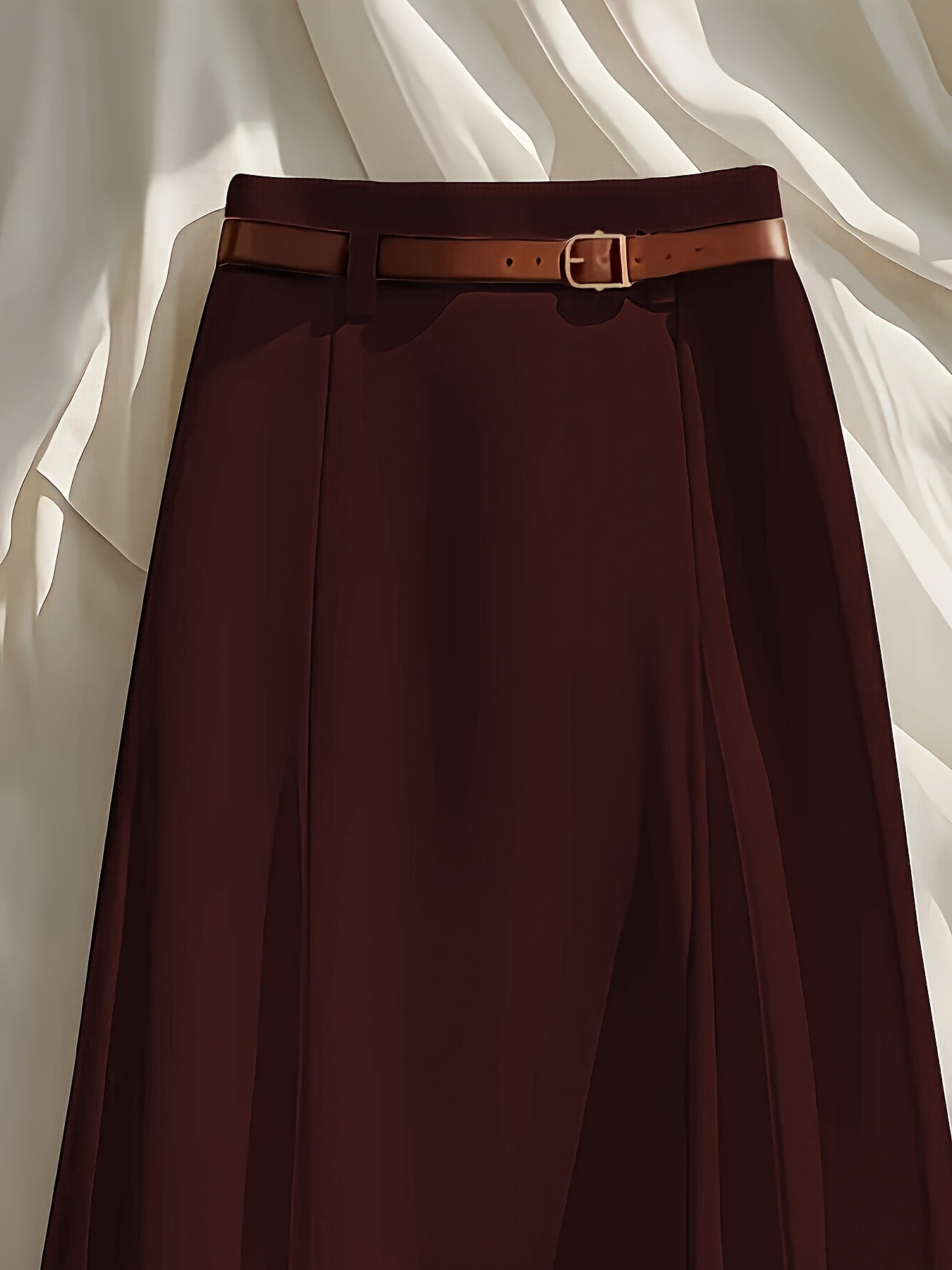 Women's Ivory White Polyester Slim-Fit Skirt - product view 21