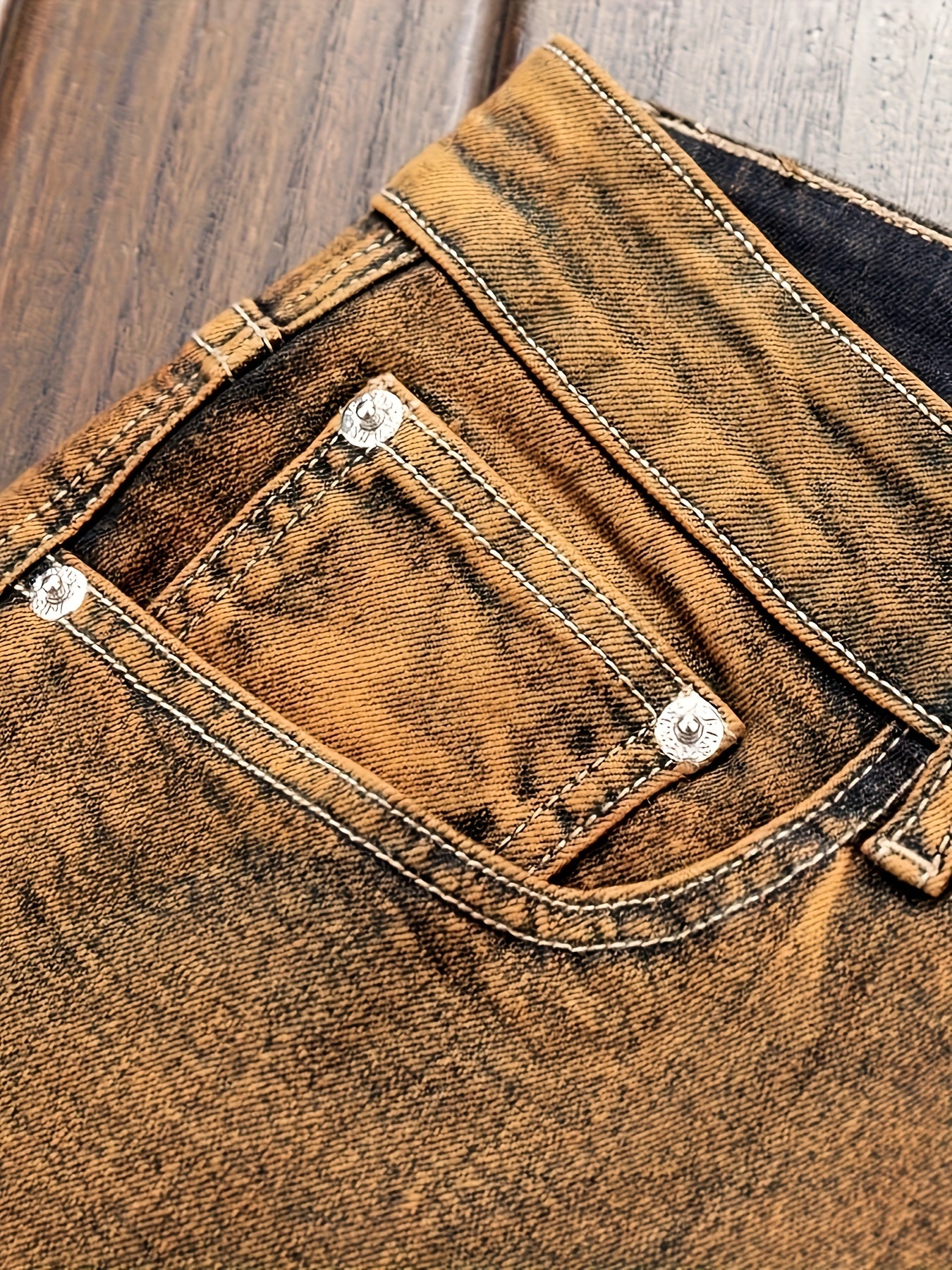 Y2K Street Style Versatile Jeans Mid-Rise Stretch Slim Fit Classic Five-Pocket Design, All-Season Wear, Gradient Multi-Pocket Jeans