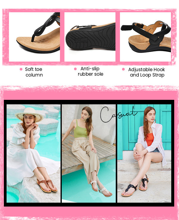 Women's Arch Support Sandals Flat Sandals Adjustable Comfort Walking Sandals, Women Shoes