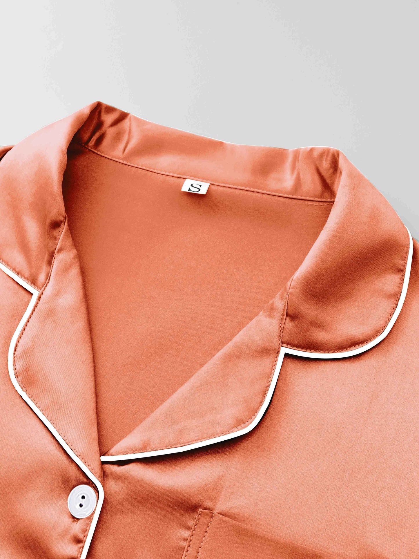 Black + Champagne + Pink Satin Short-Sleeve Shorts - product view 47