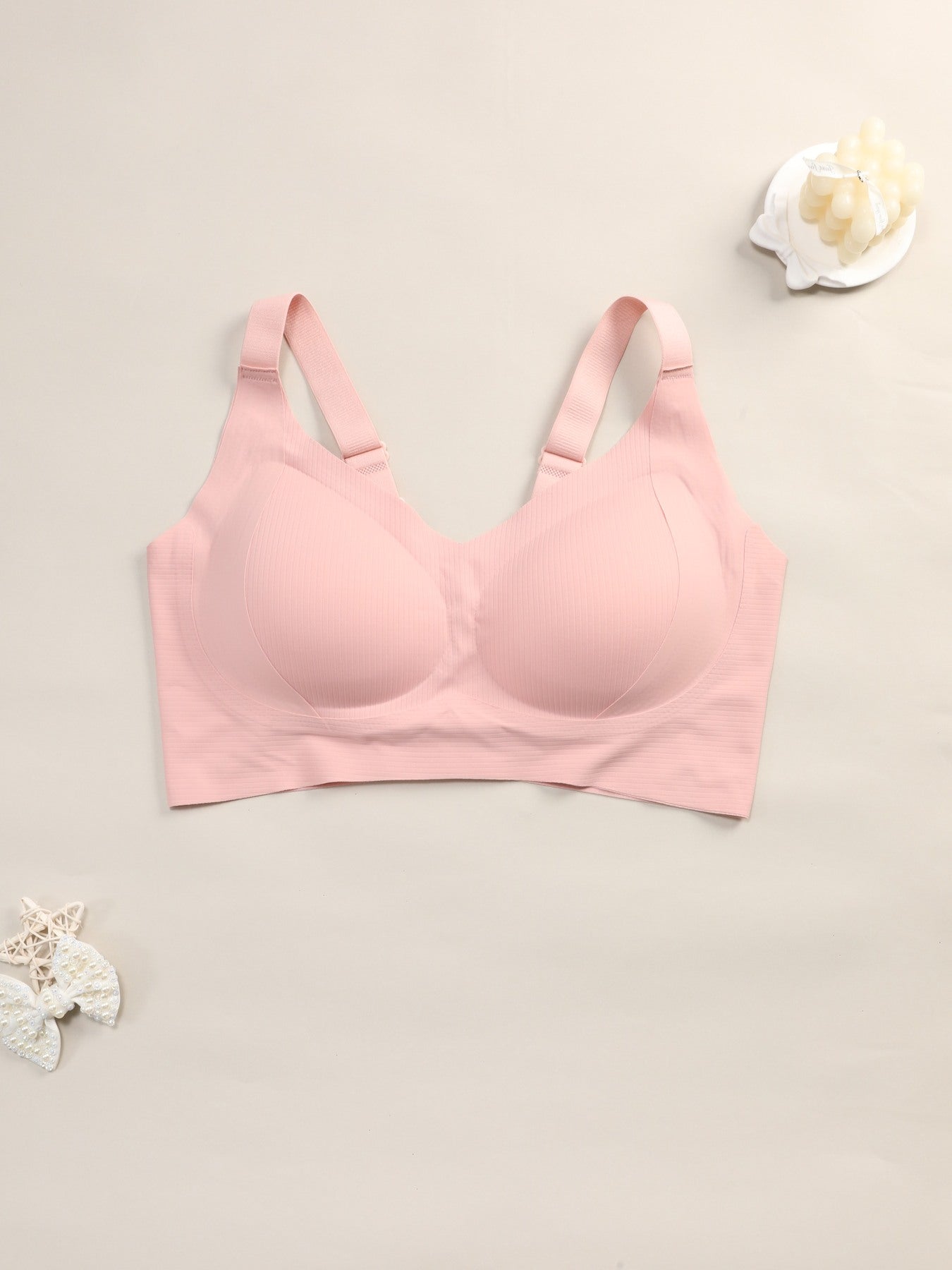 3pcs Plus-size Seamless Wireless Bras for Women, Lift And Support Full-coverage Bras, Make Large Breasts Appear Smaller, Elegant And Comfortable Gathering Bras, Adjustable Straps, Removable Pads (blue, Pink, White)