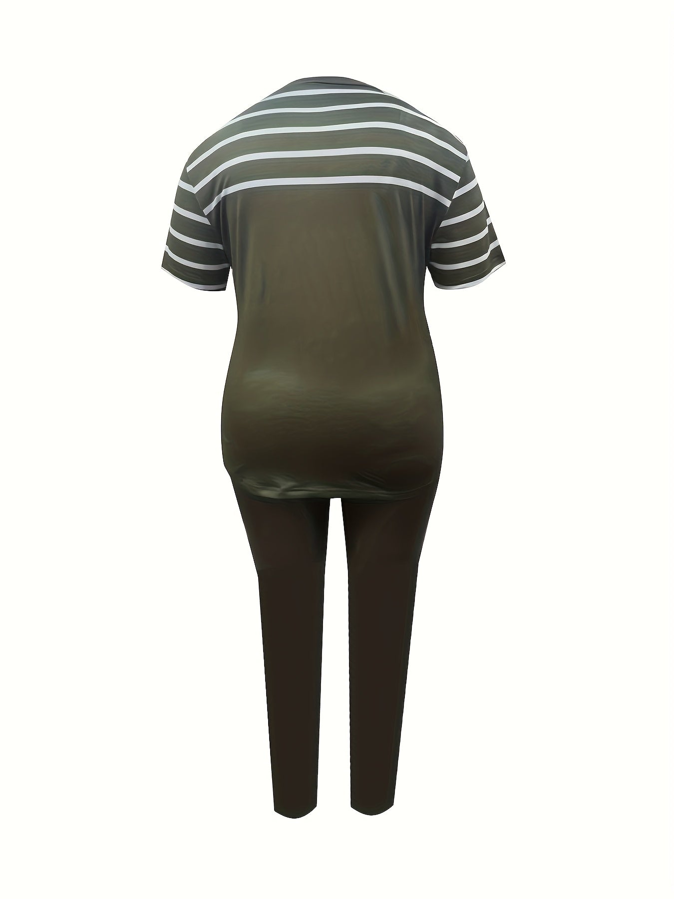Plus Size, Ladies Plus Size 2pcs Suit, Letter Printing with Blessing, Pinstripe Coat, Trousers with Pockets, Ladies' Daily Casual Fashion Suit.