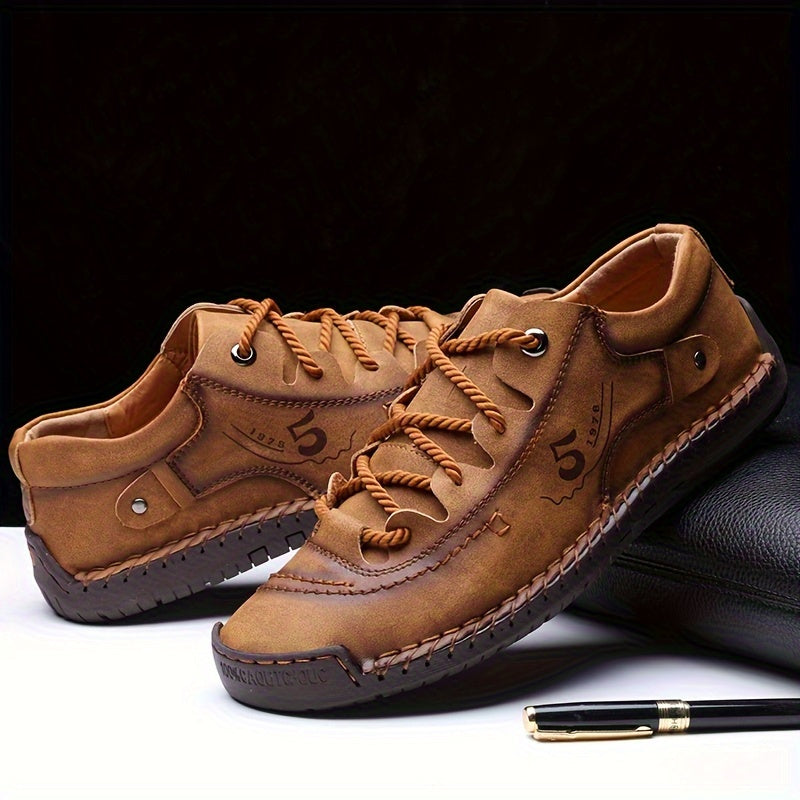 Men'S Plus Size Outdoor Sports Fashionable Men'S Shoes, Classic Business Casual Shoes with Lace Up, Hand Sewn Men'S Shoes Are Very Suitable for Office Work, Casual British Style Business Men'S Shoes