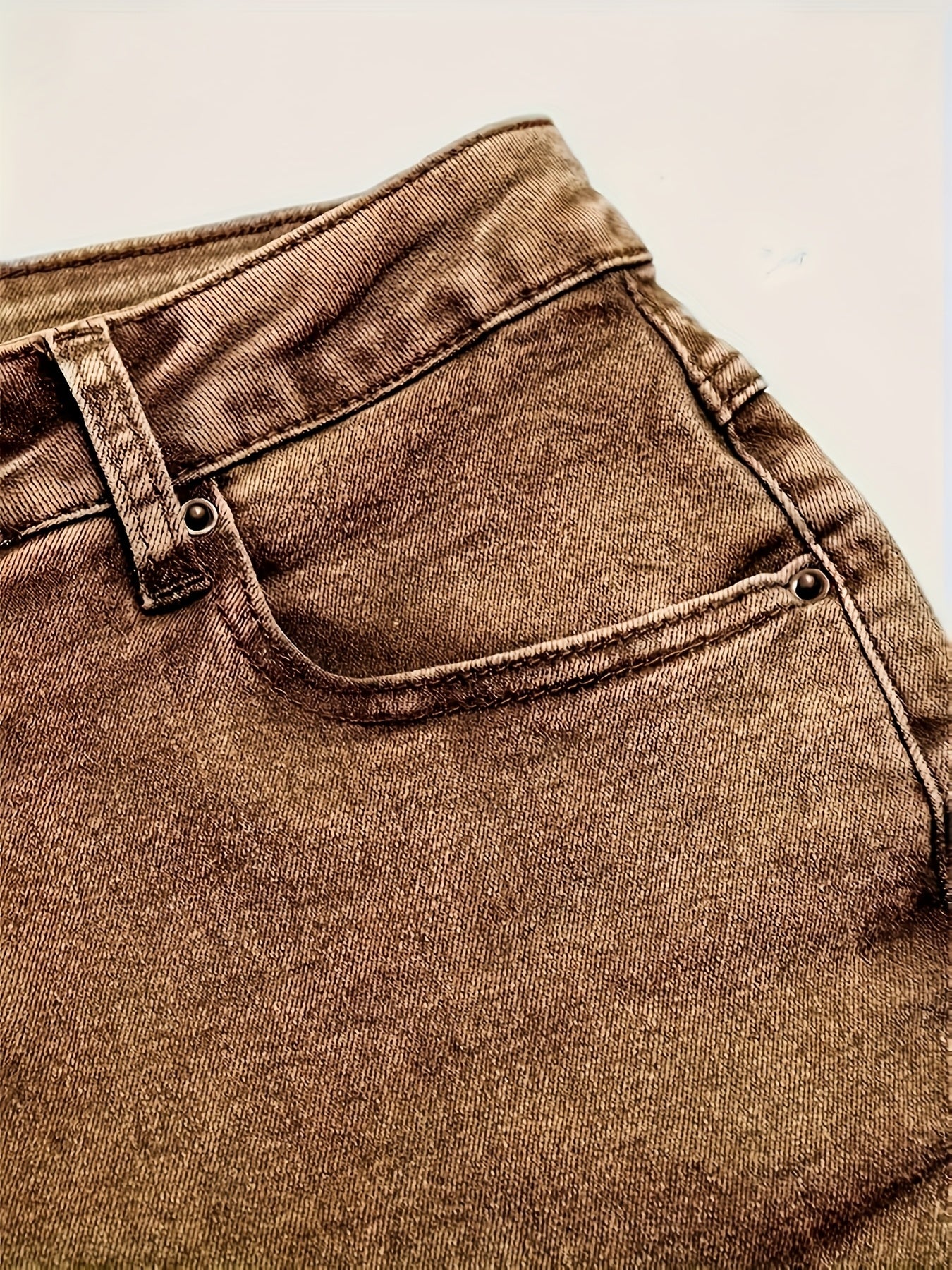 HME Autumn/Winter New Arrival - Nostalgic Western Denim Style, Heavy-Duty Distressed Snowflake Washed and Dyed, Women's Flared Jeans, Suitable for All Seasons, Comfortable Fabric, Fashionable, Simple, and Versatile Flared Pants, No Belt Included