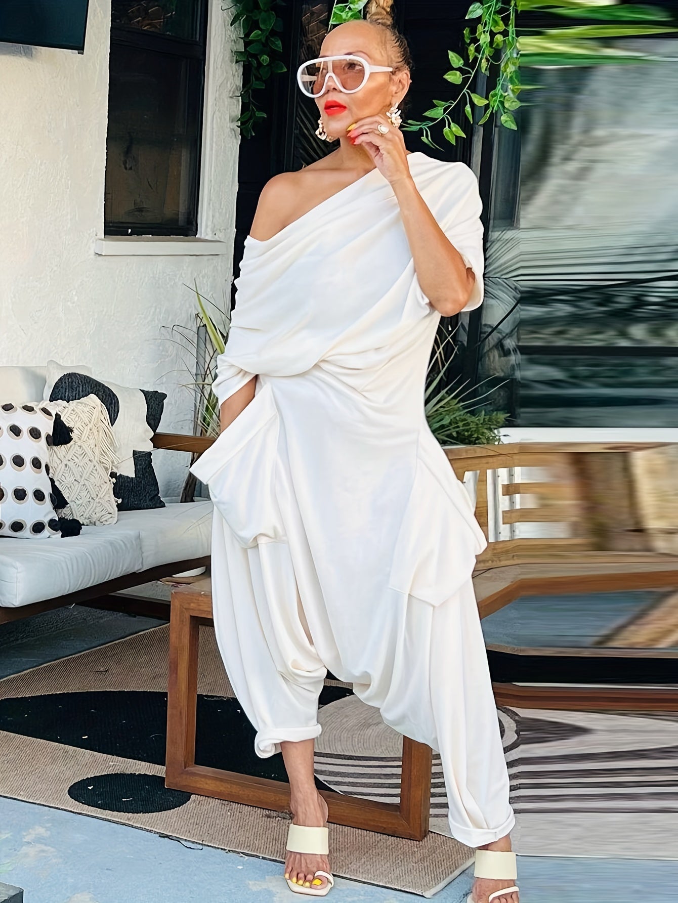 Women's White Polyester Jumpsuit - product view 11