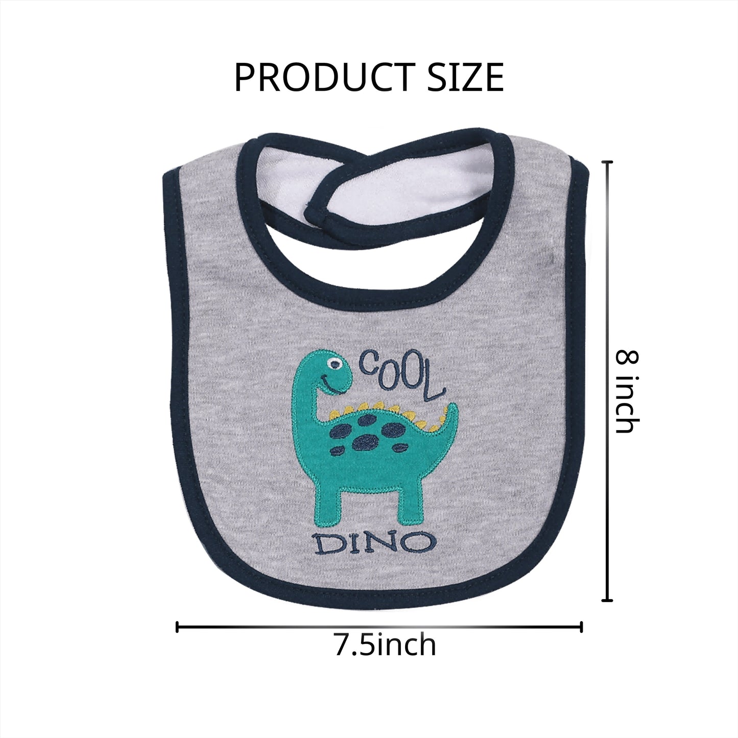 5-Pack Baby Bibs with Adjustable Snaps - Cute Cartoon Embroidery, Unisex Design for Boys & Girls - Perfect for Mealtime Messes
