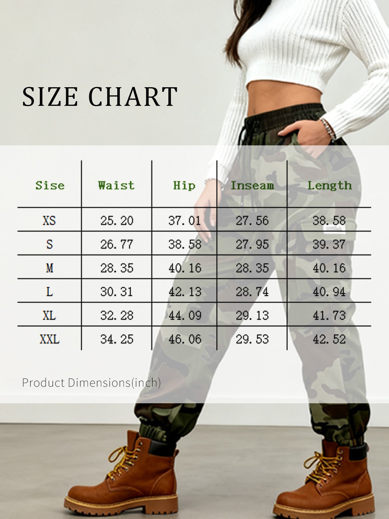 Women'S Lightweight Quick-Dry Camo Cargo Pants - Tapered Leg Elastic Drawstring Waistband Breathable Tactical Pants