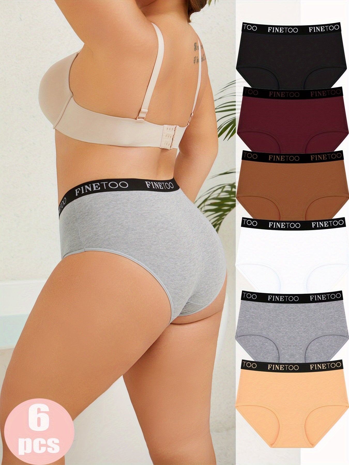 6pcs Set Of Women'S High Waisted Underwear - Made Of Soft Fabric, 95% And 5% Spandex, Comfortable And Fitted Mid Waist Pants - Simple Design For Daily Wear, Cute Underwear