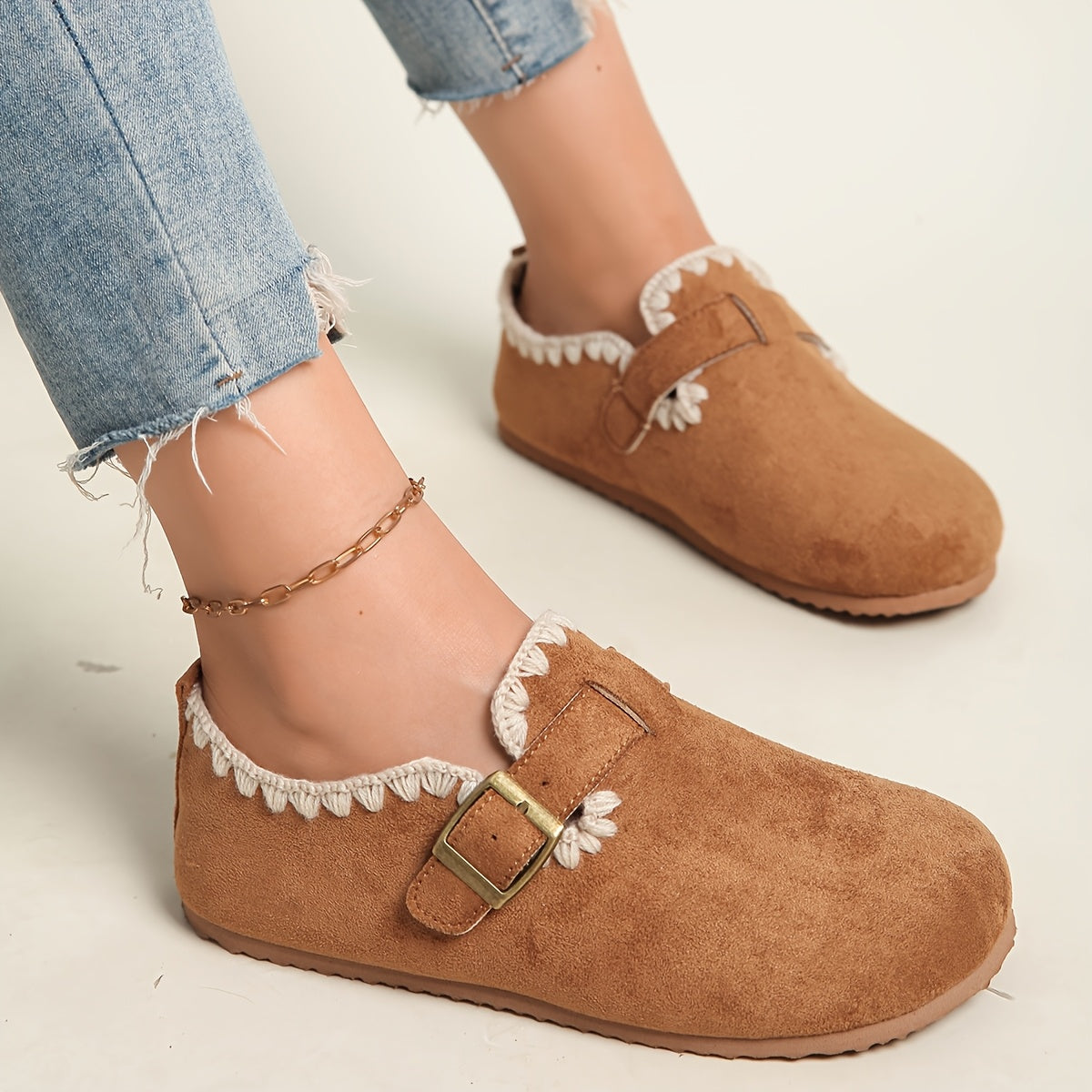 Women's Lightweight And Breathable Casual Shoes - Women's Mary Jane Flats, Retro Round-Toe Flat Shoes with Buckle Closure, Solid Color Textured PU Upper, Cushioned Insole, Rubber Sole, Comfortable Flats for Casual Semi-Formal Wear, All-Season