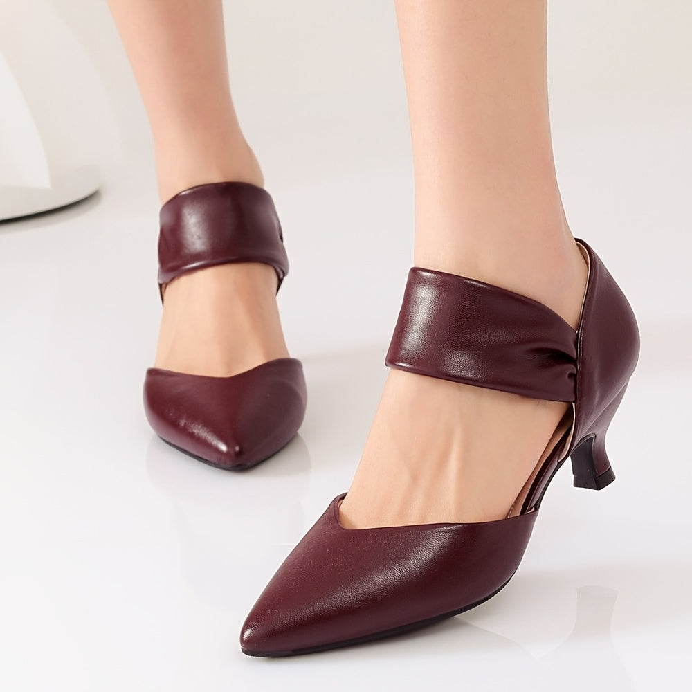 RIBONGZ Kitten Heels for Women Closed Toe Comfortable Low Heels Pointed Toe Sexy Slip On Pumps Bridal Party Dressy Shoes, Women Shoes