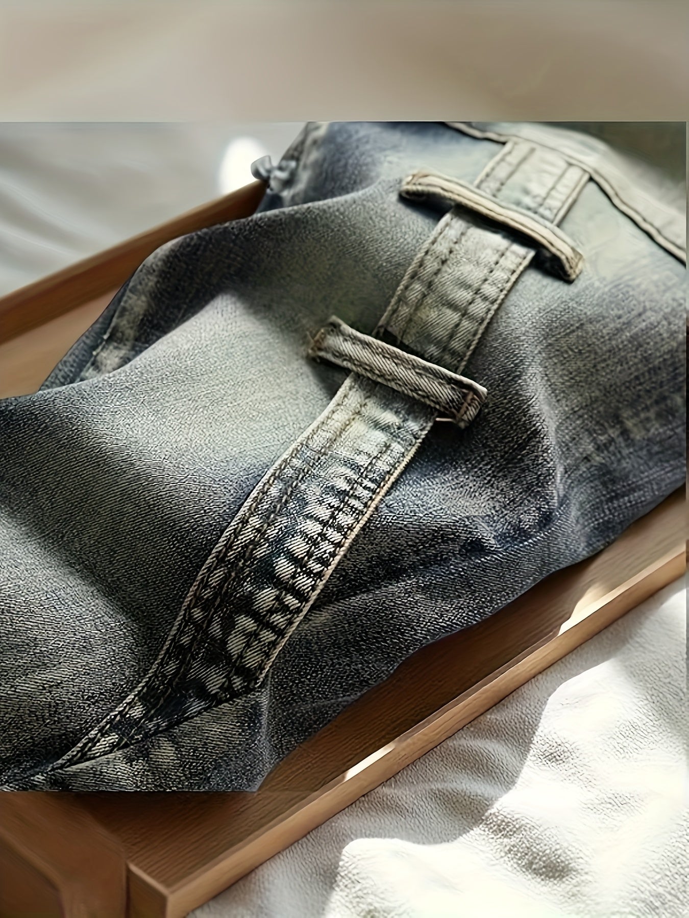 Streetwear, High-end Men's Motorcycle Jeans, Retro Blue Stretch Slim Fit Fashionable Men's Jeans