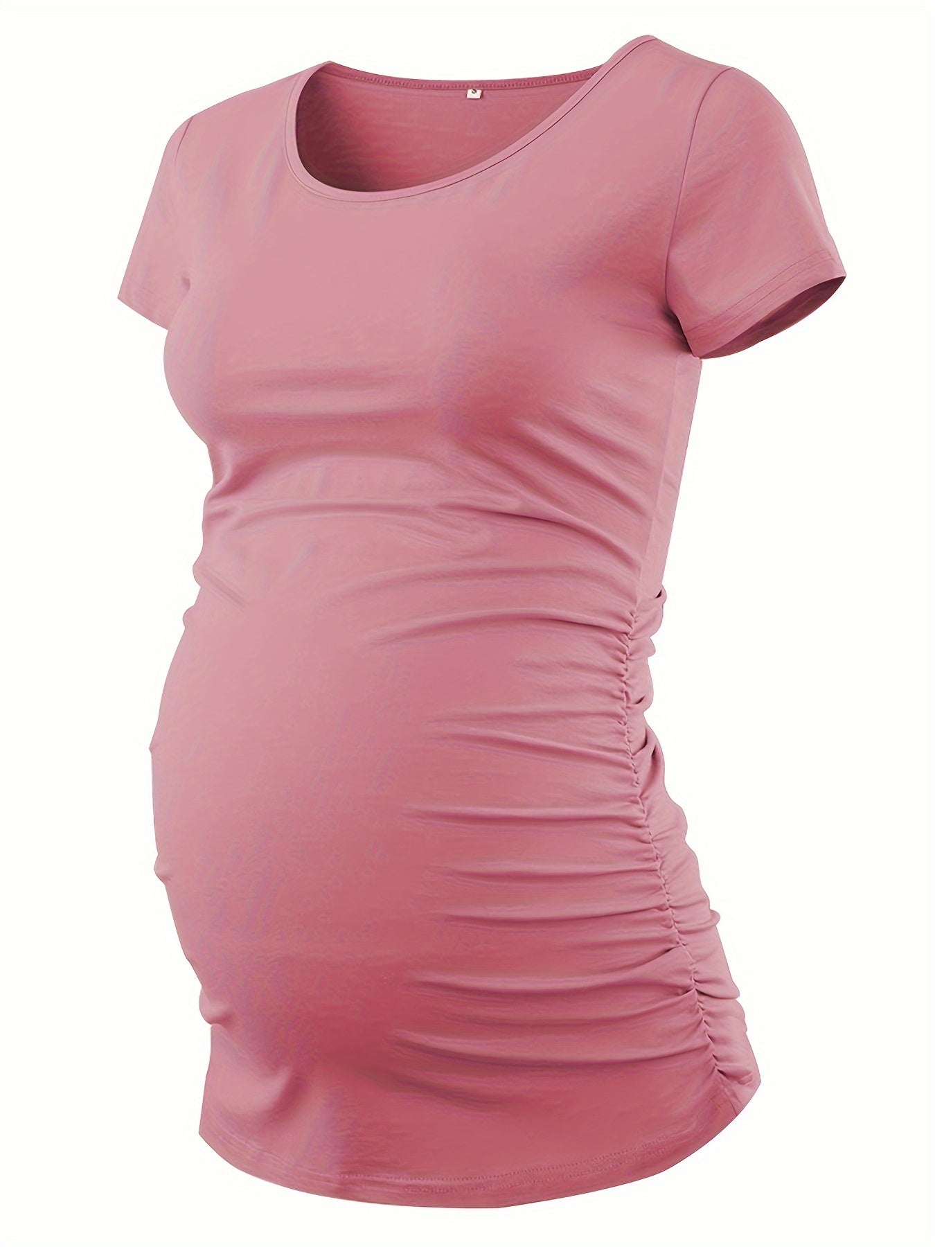 Women's Maternity Classic Side Ruched T-Shirt Tops Mama Pregnancy Clothes