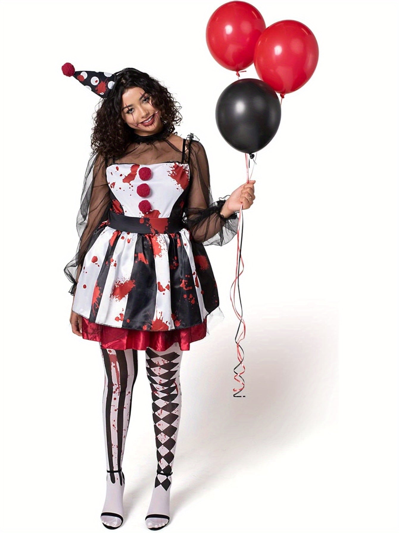 Women'S Spooky Clown Costume, Frightening Jester Attire for Halloween