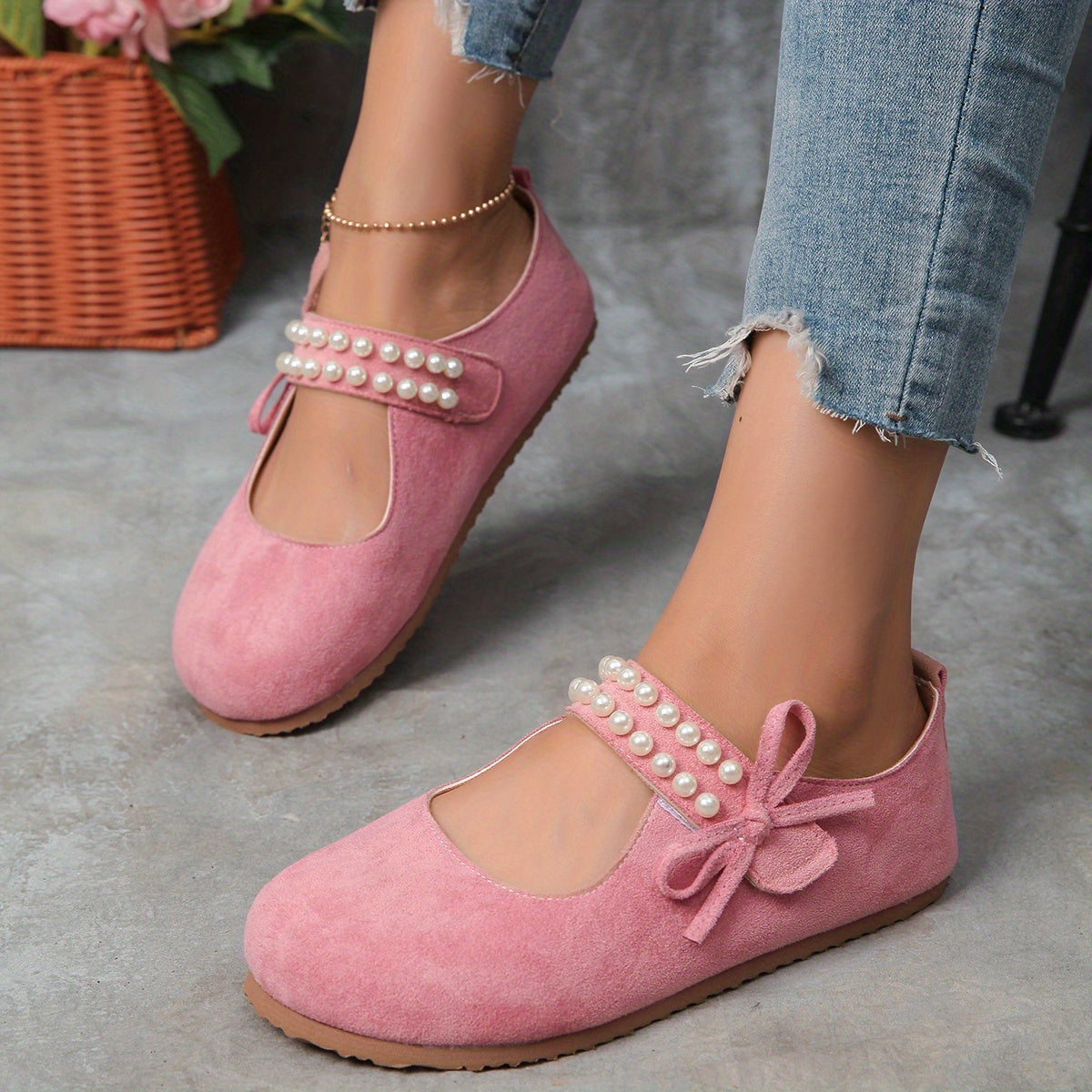 Women's Bow Mary Jane Shoes Round-toe Closure Design Soft Sole for Comfort Versatile Footwear for Casual And Formal Occasions Year-round, Women Shoes