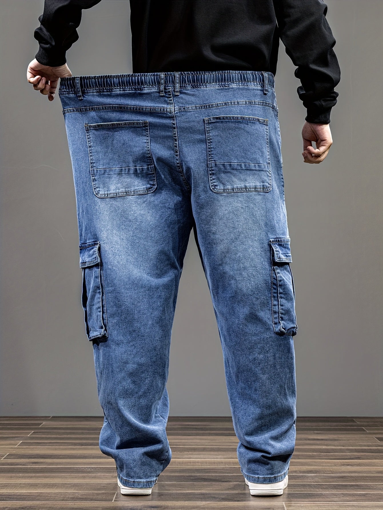 9XL Men'S Baggy Work Jeans Featuring an Elastic Waist, High Stretch, And Various Designs, Suitable for Plus Sizes And Oversized Fits