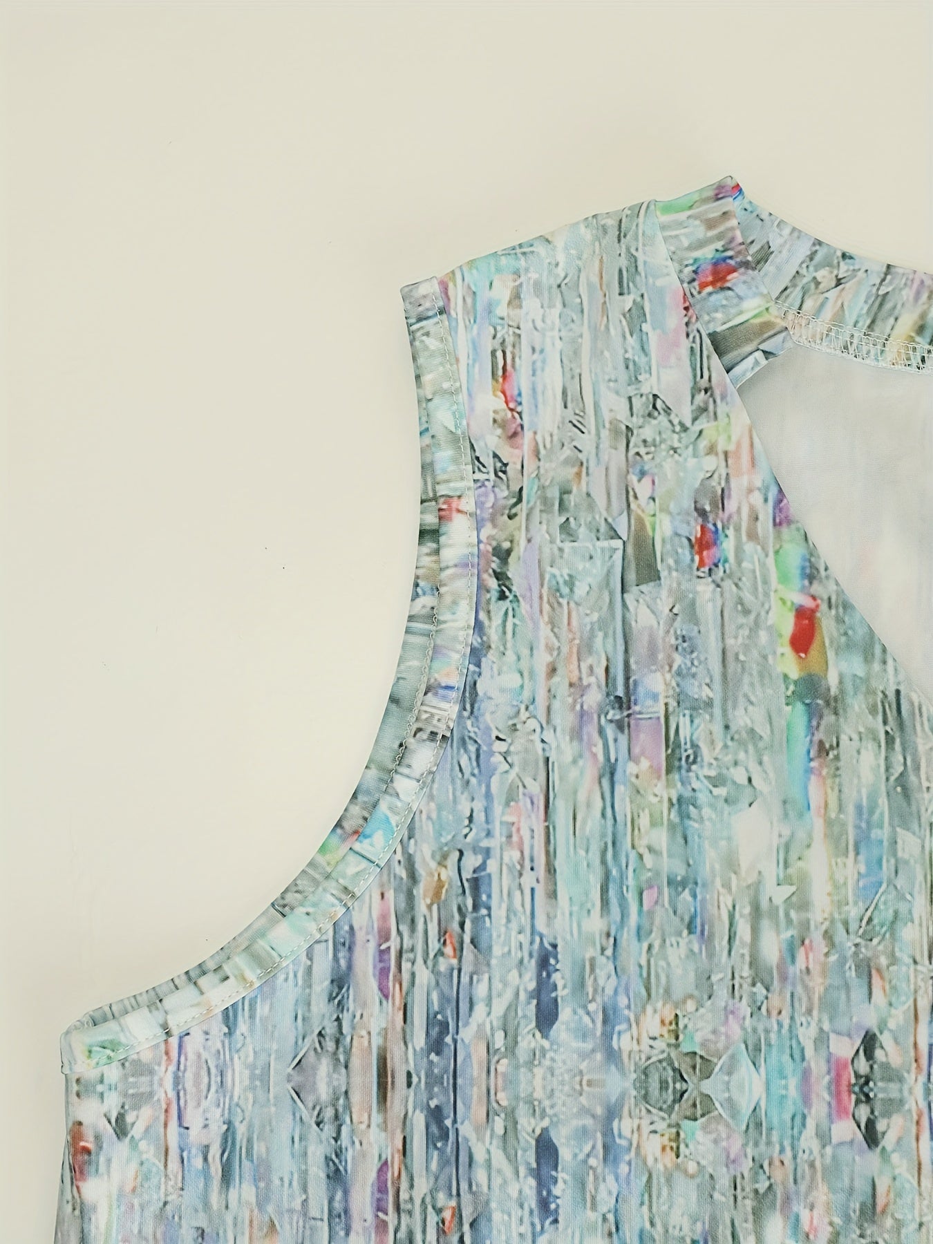 Complete Printed Two-Piece Ensemble, Relaxed Sleeveless Top & Baggy Shorts Attire, Attire for Women