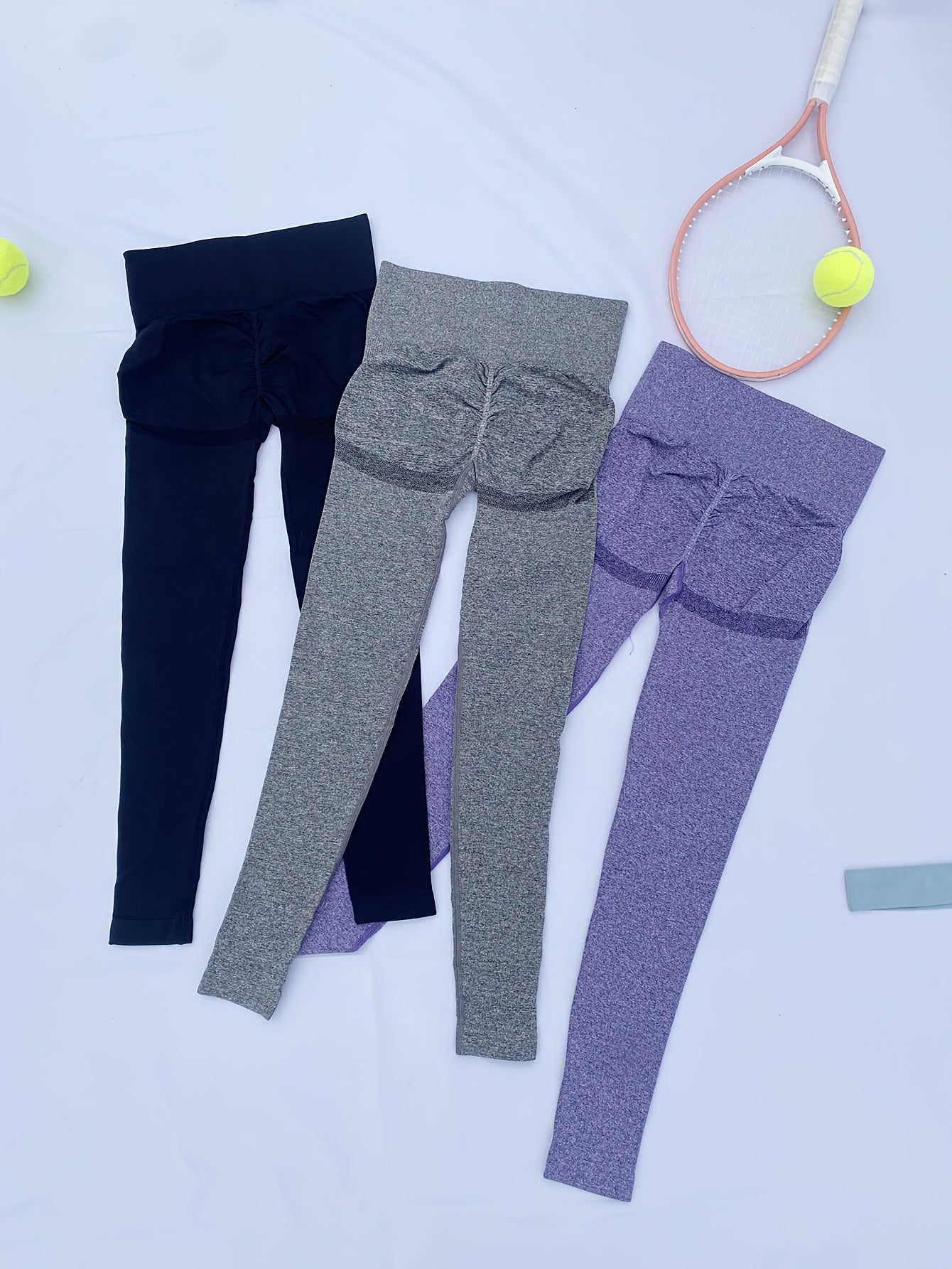 3pcs Women Seamless Soft Sports Leggings, High Waisted Workout Gym Yoga Pants, Women's Activewear