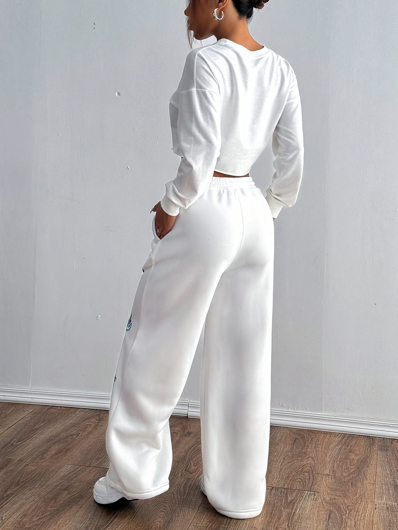 Women'S Casual Print Loose-Fit Pants with Drawstring, And Blend, Machine Washable
