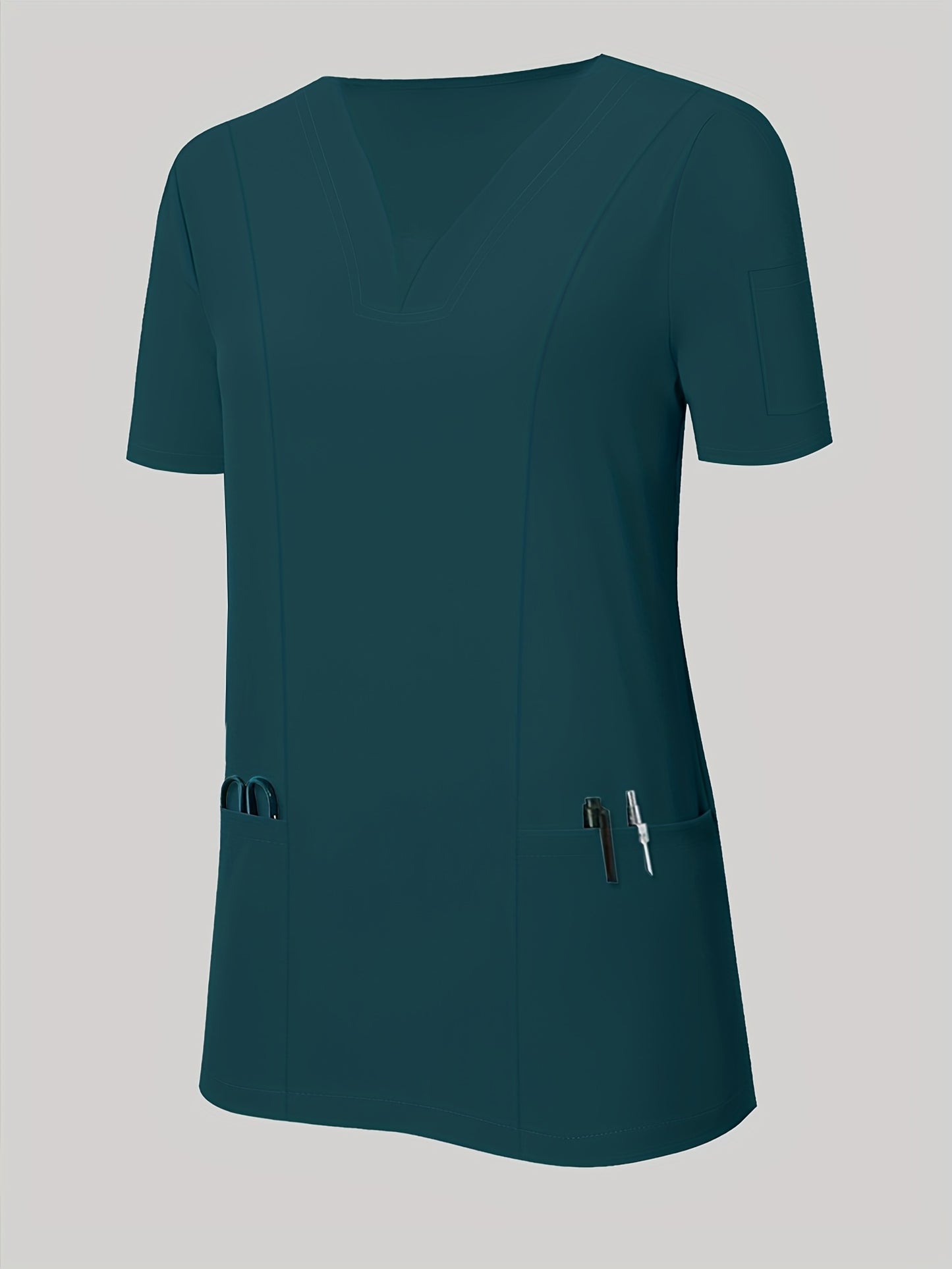 Women'S V-Neck Frosted Breathable Uniform Pocket Handwash Workwear Brush Handwear Top