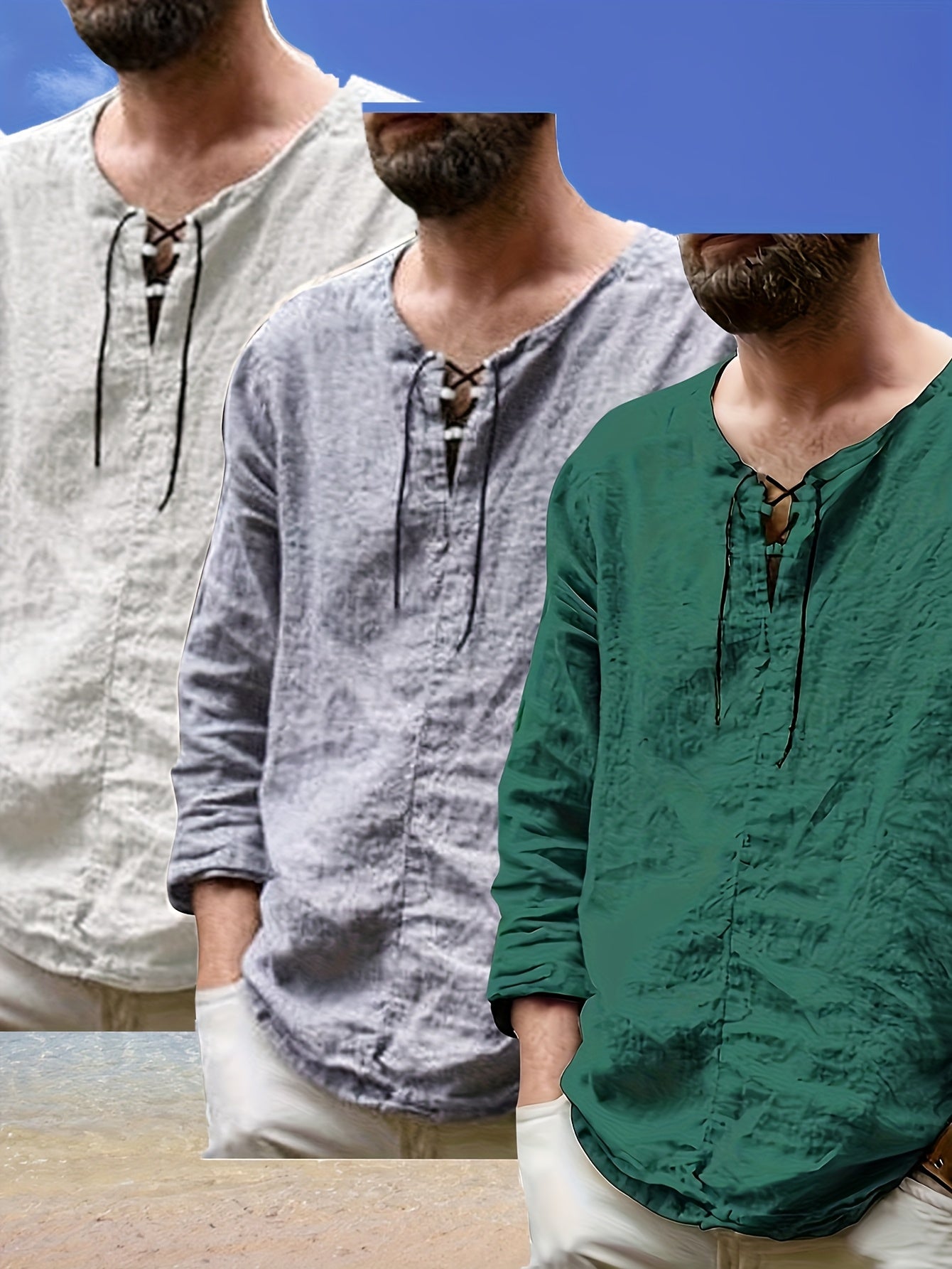 Collection of 3 Lightweight Summer Shirts for Men Featuring a Trendy Retro Design - product view 22