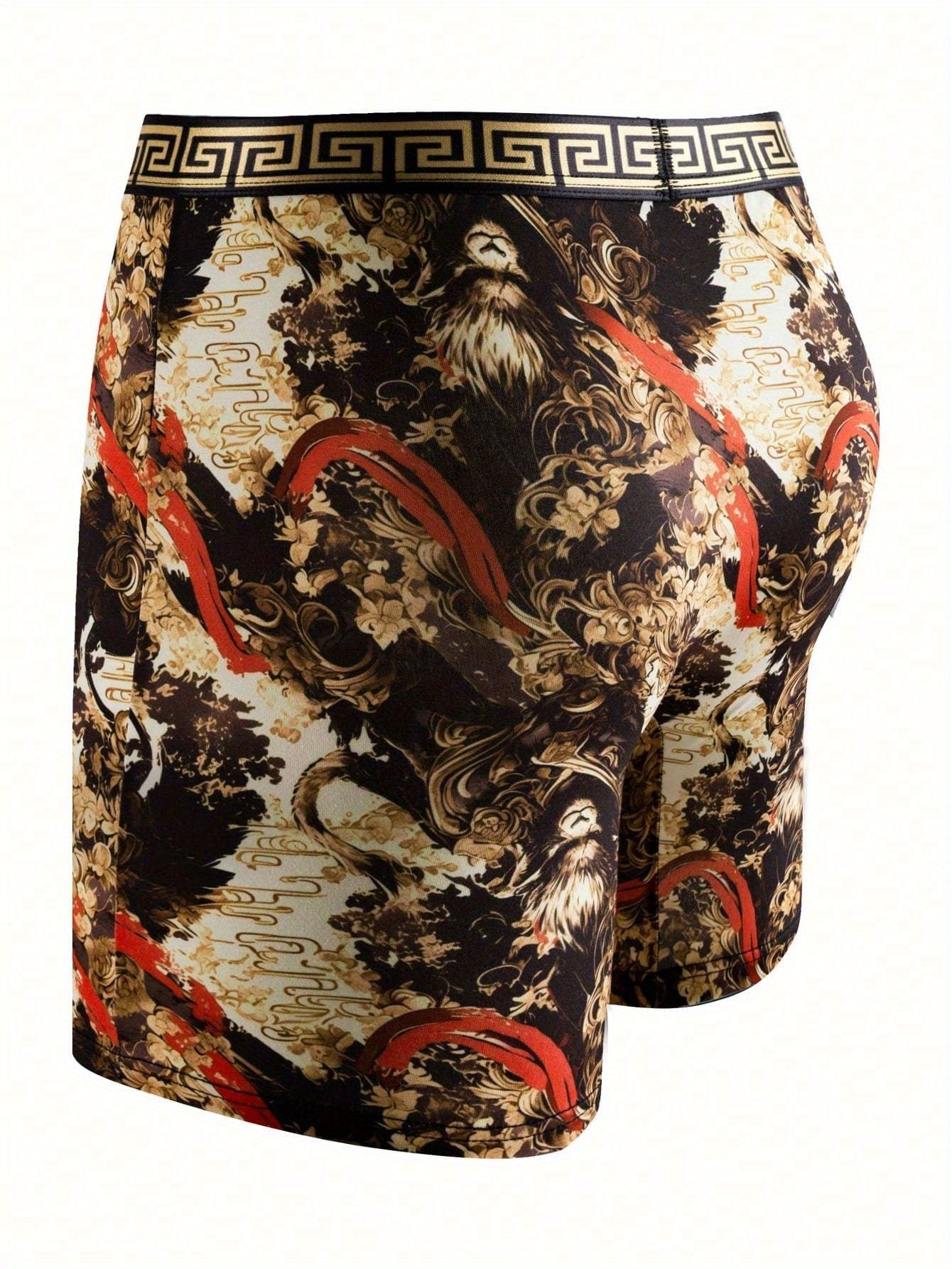 2026 Fashionable Printed Men's Long Boxy Underwear, Lightweight Underwear, Soft And Comfortable, Unique Personality, Beach Play, No Repeat Five Days A Week 5pcs Game Day Fan Gear for Football and All Fans