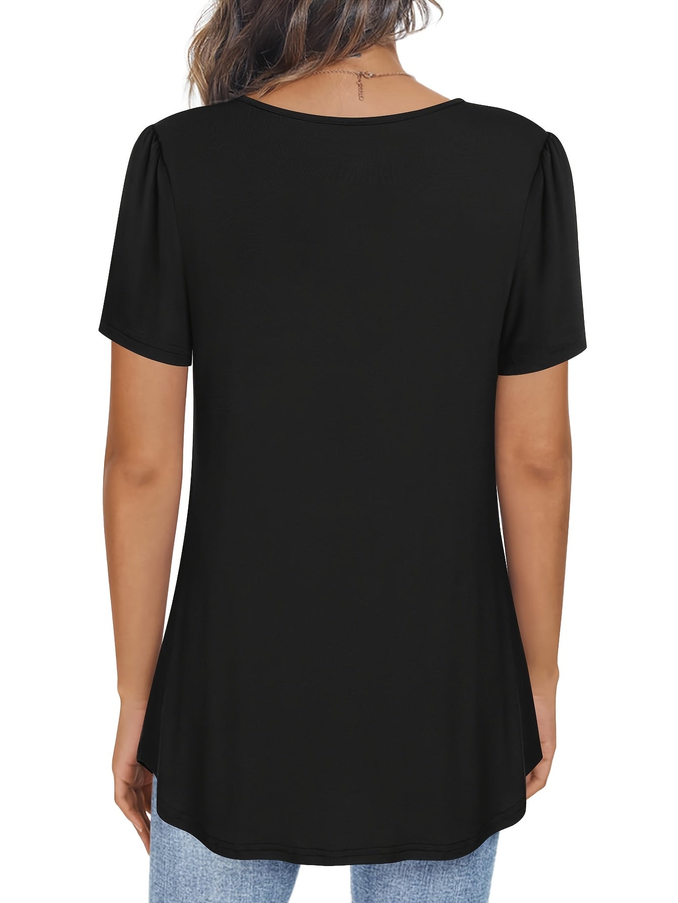 Three-piece Women's Spring And Summer Fashion And Breathable Top, Casual And Elegant, Loose Petal-sleeved Shirt, Round-neck Pleated Short-sleeved T-shirt