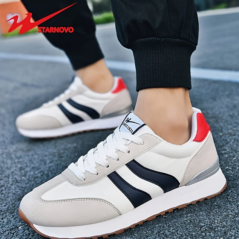 AOPLUS Men'S Lightweight Running Sneakers - Breathable Low-Top Shoes with a Cushioned Midsole, Sturdy Rubber Outsole & Black/White Style for Gym, Casual & Year-Round Use, Athletic Footwear, Stylish Sporty Look, Comfortable Fabric Upper