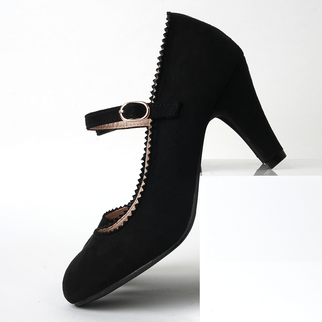 Honey Mary Jane Shoes for Women – Retro Vintage Oxford Pumps with Low Honey Kitten Heels, 1950s Round Toe Design and Adjustable Ankle Strap – Women’s Dress Shoes