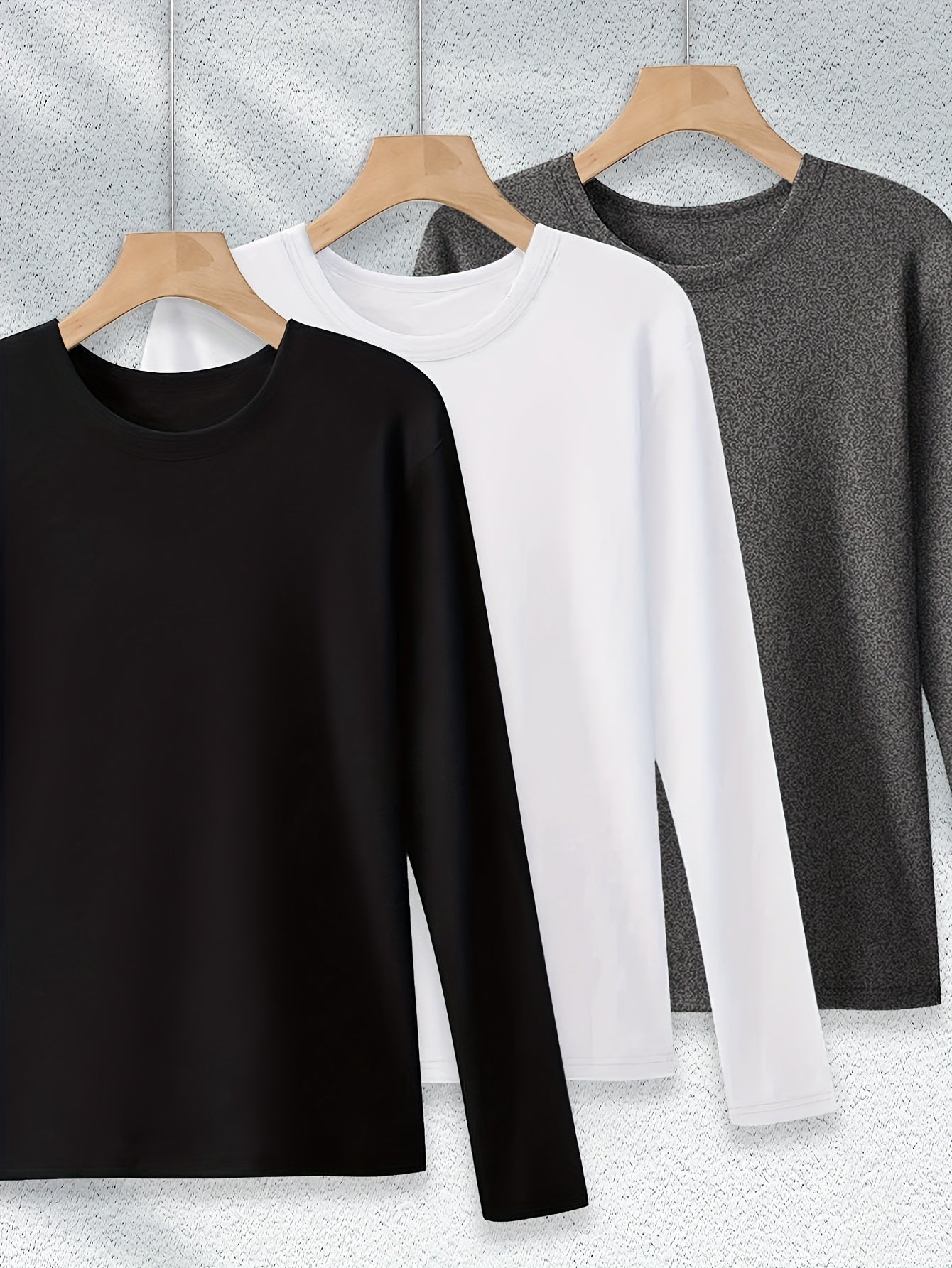 Plus Size - Plus Size - Women'S Casual Solid Color Long Sleeve T-Shirt 3pcs Set
