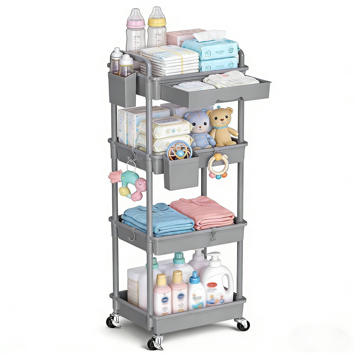 Nursery Storage Cart - Mobile 3-Tier Organizer