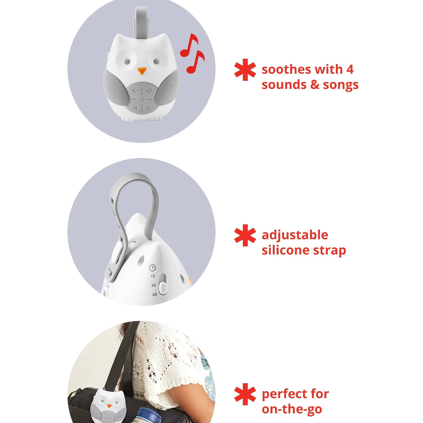 Portable White Noise Device for Babies - a Travel-Friendly Sleep Aid Featuring 3 Timer Settings And 5 Calming Sounds, an Essential for Cribs And an Ideal Gift for Baby Registries