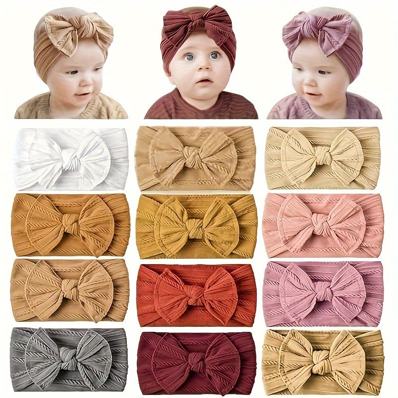 12pcs Stylish Cute Colorful Bow Hair Bands, Baby Bow Hair Bands Soft Headbands, Holiday Girl Hair Accessories, Ideal For Halloween Christmas Gifts